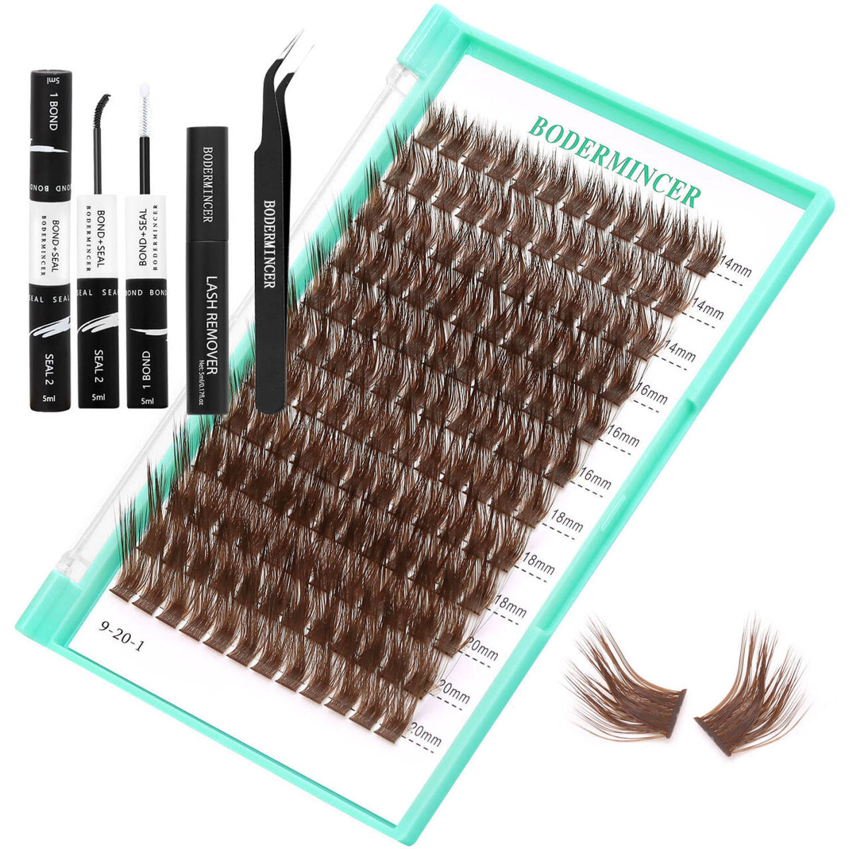 BODERMINCER M01 L Curl Dark Brown 8-10-12-14-16mm /10-12-14-16mm/14-16-18-20mm Mixed Lash Kit