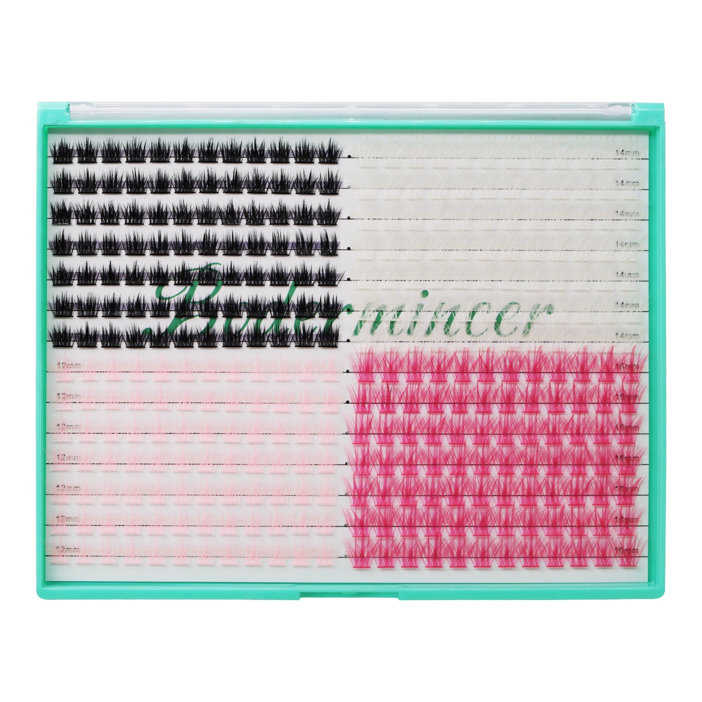 Bodermincer XXXL Large Tray M02# D Curl 10mm Black- 12mm Light Pink-14mm White-16mm Rose Colors Mixed Lashes Clusters 336pcs Per Tray