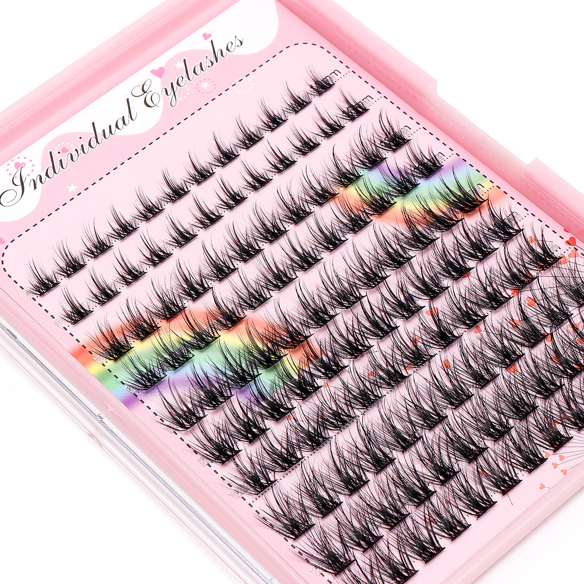 BODERMINCER Eyelashes Color Black C02# Lash Cluster 120pcs Large Tray Lash Cluster 10-12-14-16mm Mixed D Curl/DD Curl to Choose