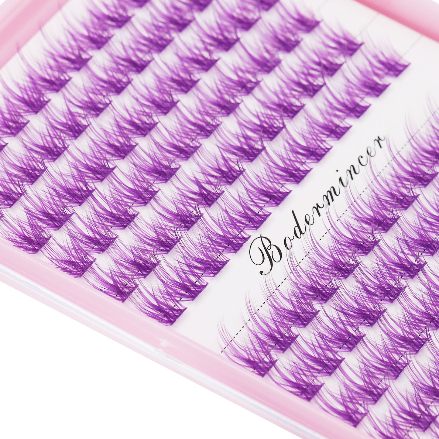 BODERMINCER Eyelashes C02# Color Purple Large Tray 144pcs Lash Cluster C Curl/D Curl/DD Curl 10mm-18mm to Choose