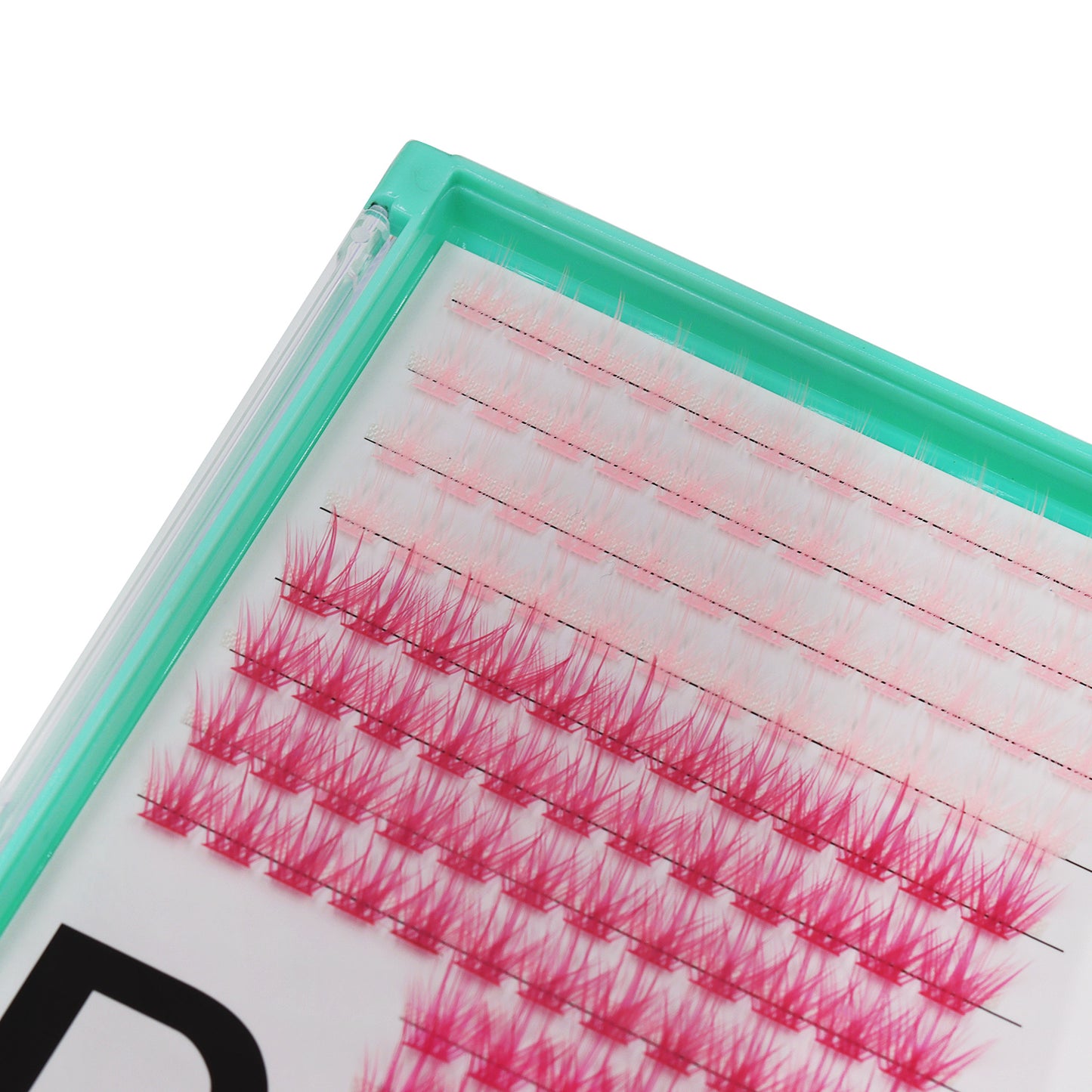 Bodermincer 4 Colors Mixed Light Pink +Rose +Bright Rose Red+Black Mixed D Curl Black Lashes Clusters M02# 204pcs Per Tray 12-14-16-18mm Mixed Length