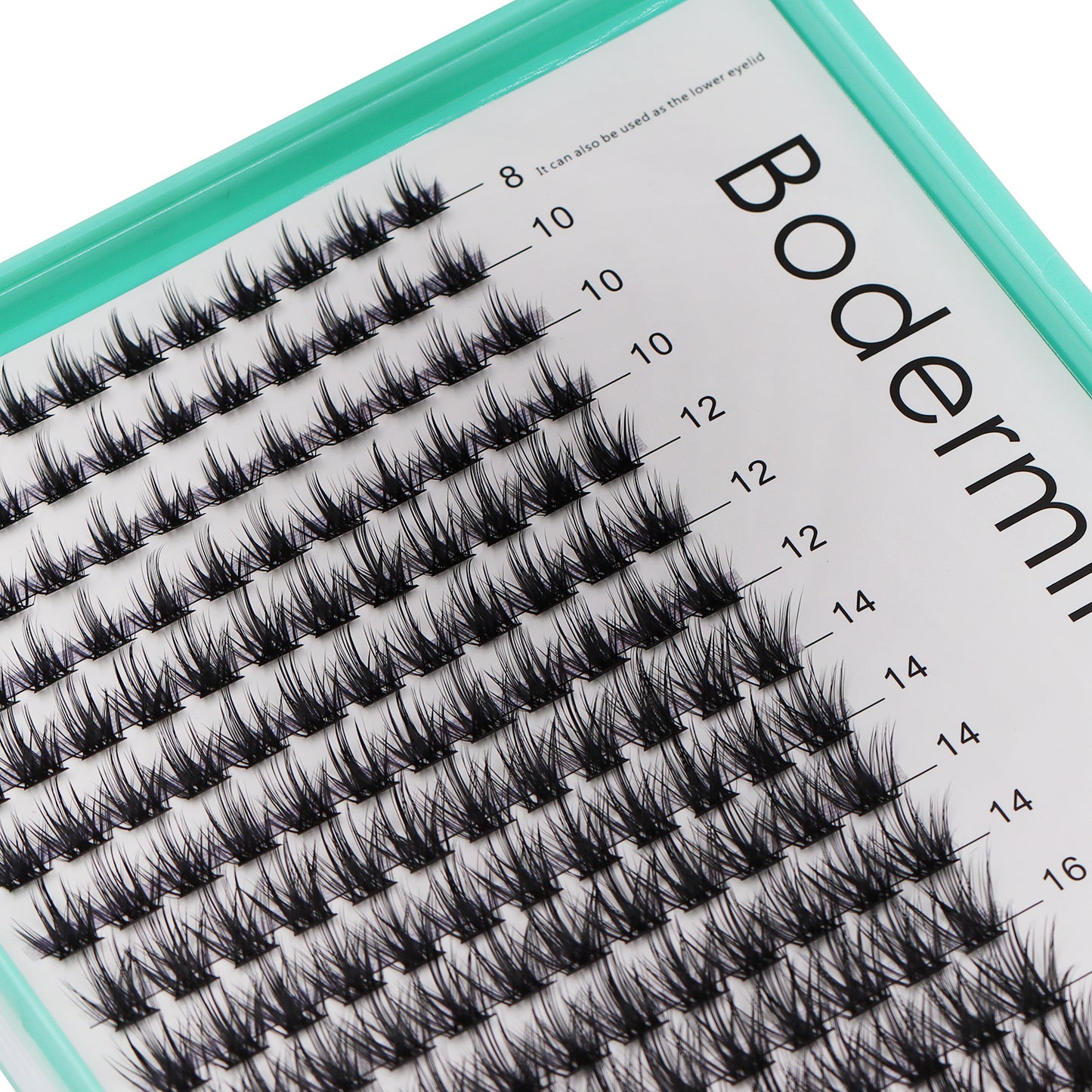 Bodermincer D Curl Black Lashes Clusters M02# 204pcs Per Tray 8-10-12-14-16-18mm Mixed Length