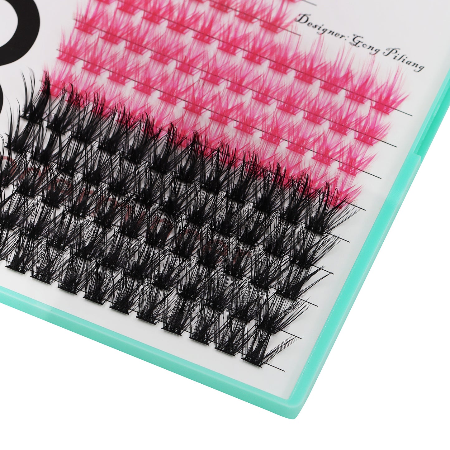Bodermincer 4 Colors Mixed Light Pink +Rose +Bright Rose Red+Black Mixed D Curl Black Lashes Clusters M02# 204pcs Per Tray 12-14-16-18mm Mixed Length