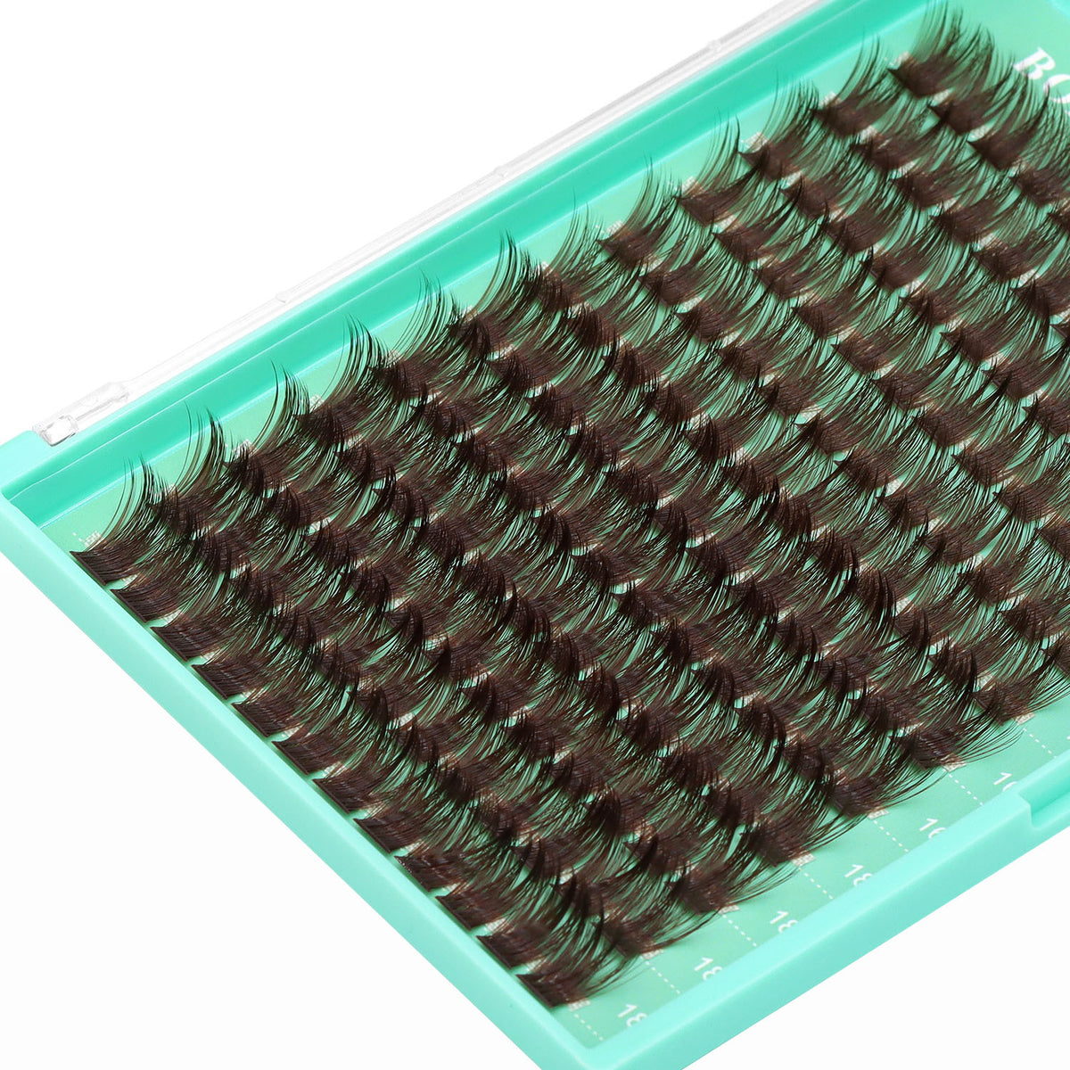 BODERMINCER M01 Dark Brown 14-16-18mm Mixed Lash Clusters Kit D Curl