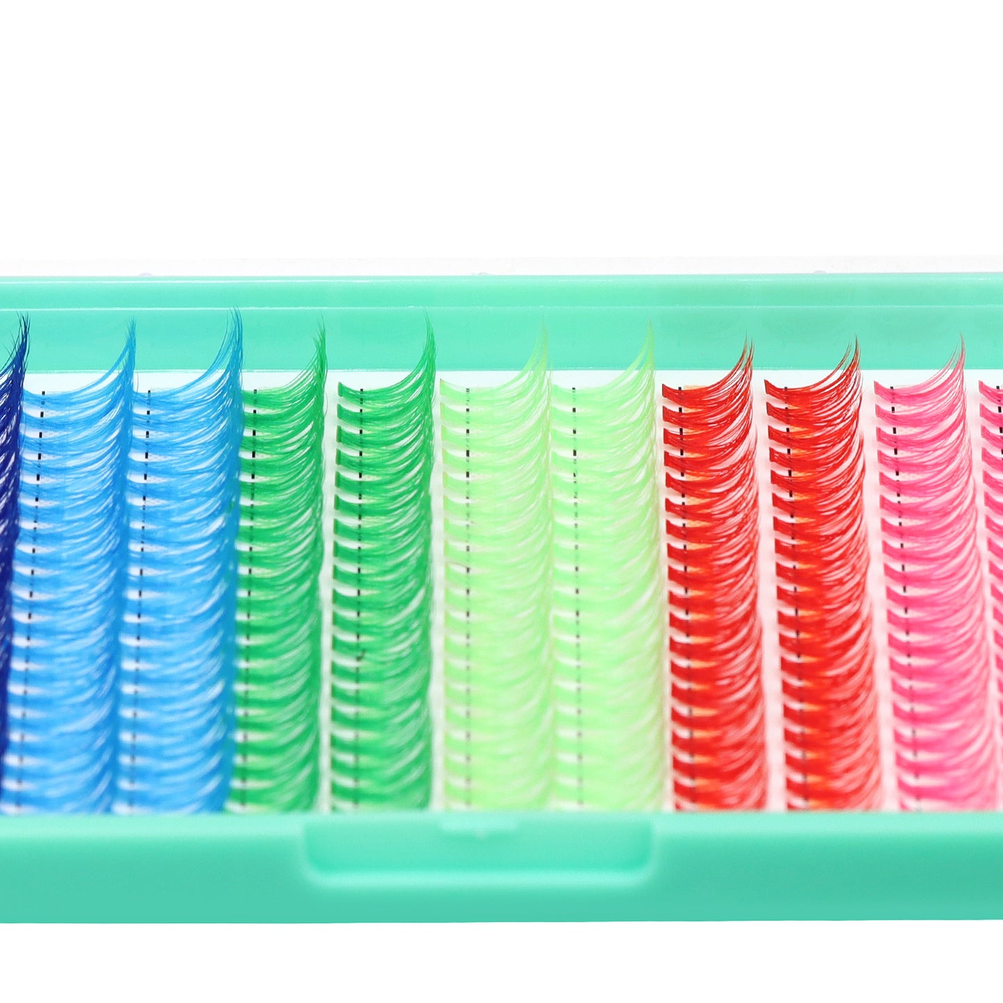 Bodermincer Colored Lash Cluster D Curl 12-14-16mm MIX Tray Rose+Red+Light Green+Dark Green+Sky Blue+Dark Blue