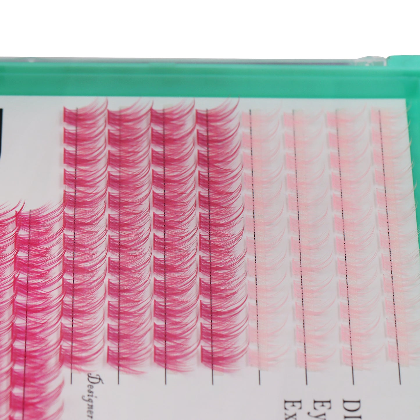 Bodermincer 4 Colors Mixed Light Pink +Rose +Bright Rose Red+Black Mixed D Curl Black Lashes Clusters M02# 204pcs Per Tray 12-14-16-18mm Mixed Length