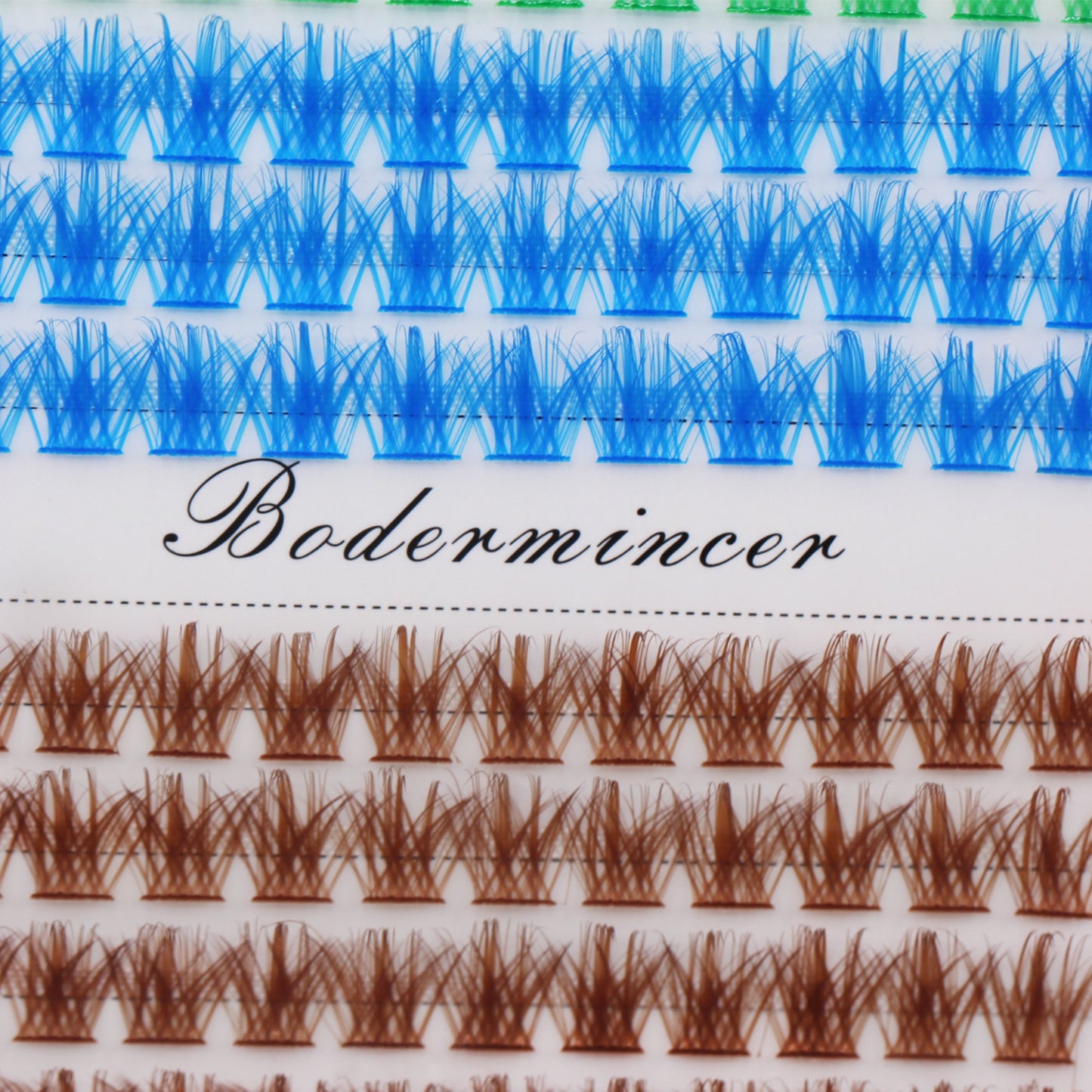 BODERMINCER Eyelashes Color Green+Blue+Brown Mixed C02# Lash Cluster 144pcs Large Tray Lash Cluster 12-14-16mm Mixed/14-16-18mm Mixed D Curl/DD Curl to Choose