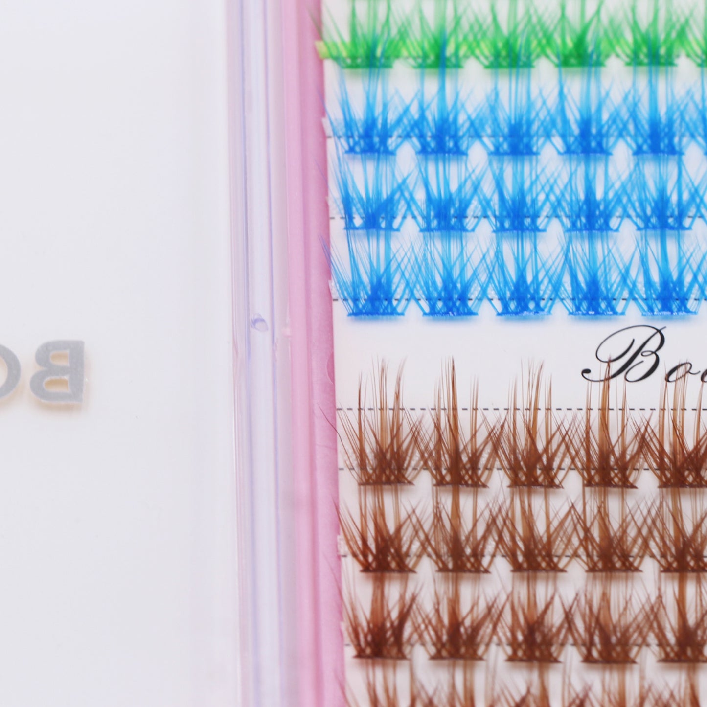 BODERMINCER Eyelashes Color Green+Blue+Brown Mixed C02# Lash Cluster 144pcs Large Tray Lash Cluster 12-14-16mm Mixed/14-16-18mm Mixed D Curl/DD Curl to Choose