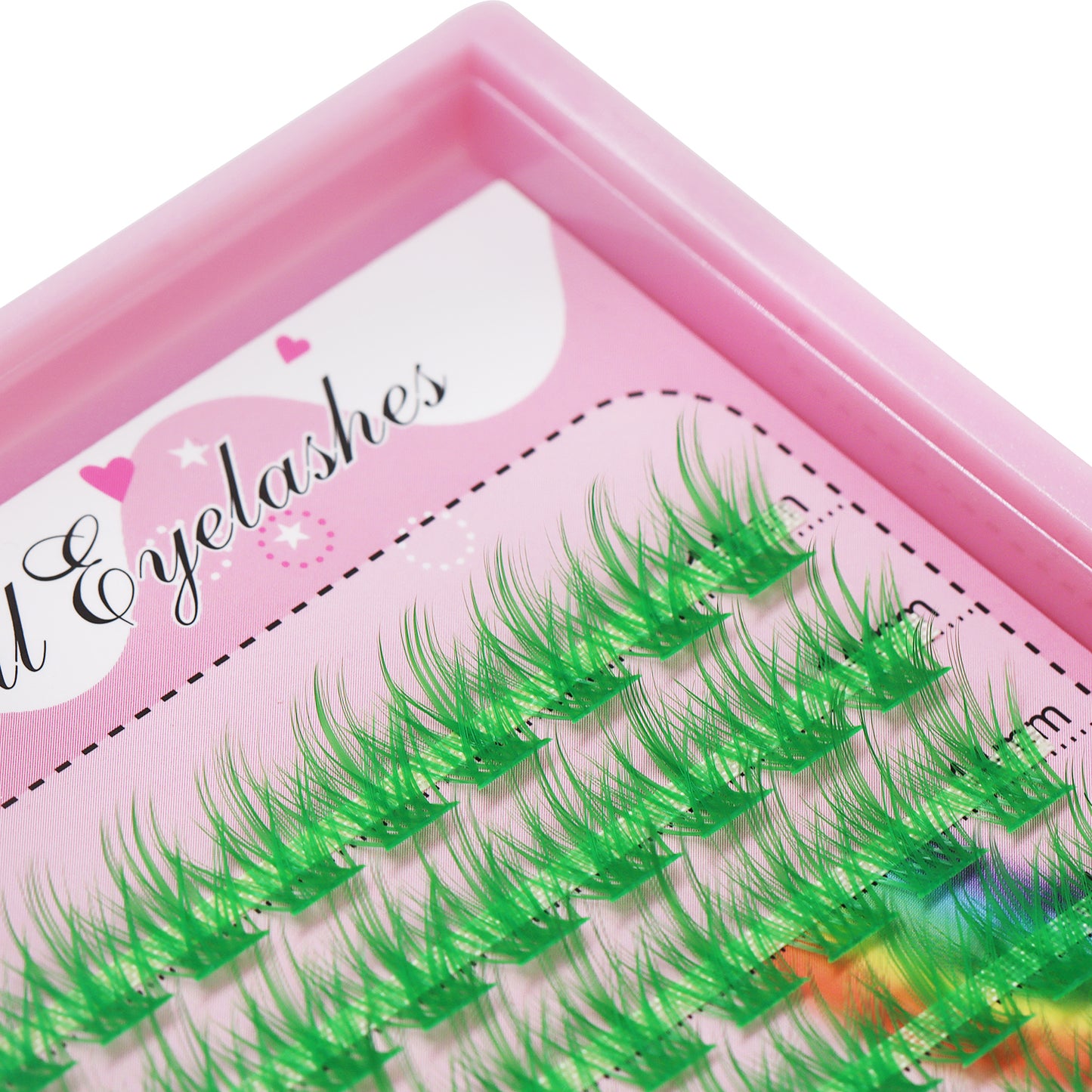 BODERMINCER Eyelashes Color Green + Blue Mixed C02# Lash Cluster 120pcs Large Tray Lash Cluster 10-12-14mm Mixed/14-16-18mm Mixed D Curl/DD Curl to Choose