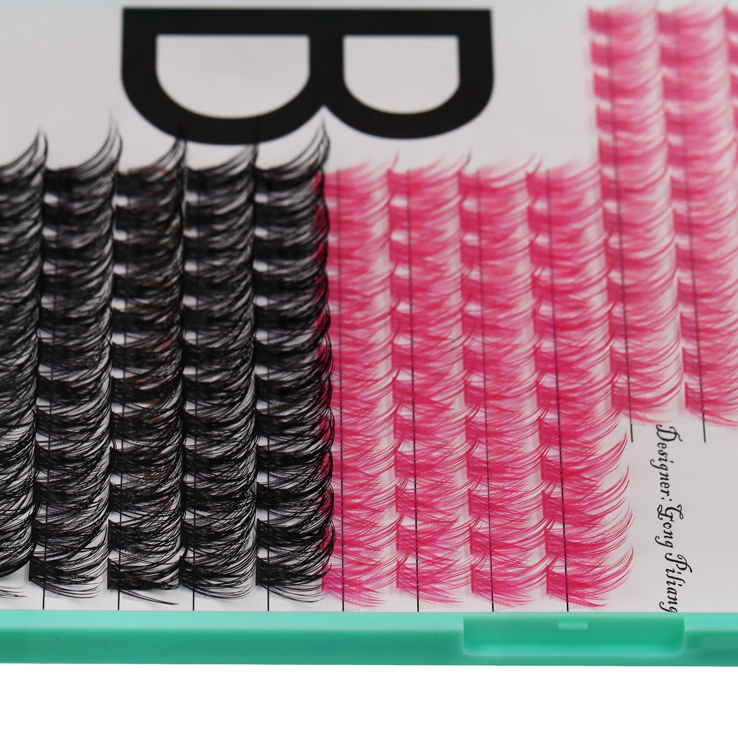 Bodermincer 4 Colors Mixed Light Pink +Rose +Bright Rose Red+Black Mixed D Curl Black Lashes Clusters M02# 204pcs Per Tray 12-14-16-18mm Mixed Length