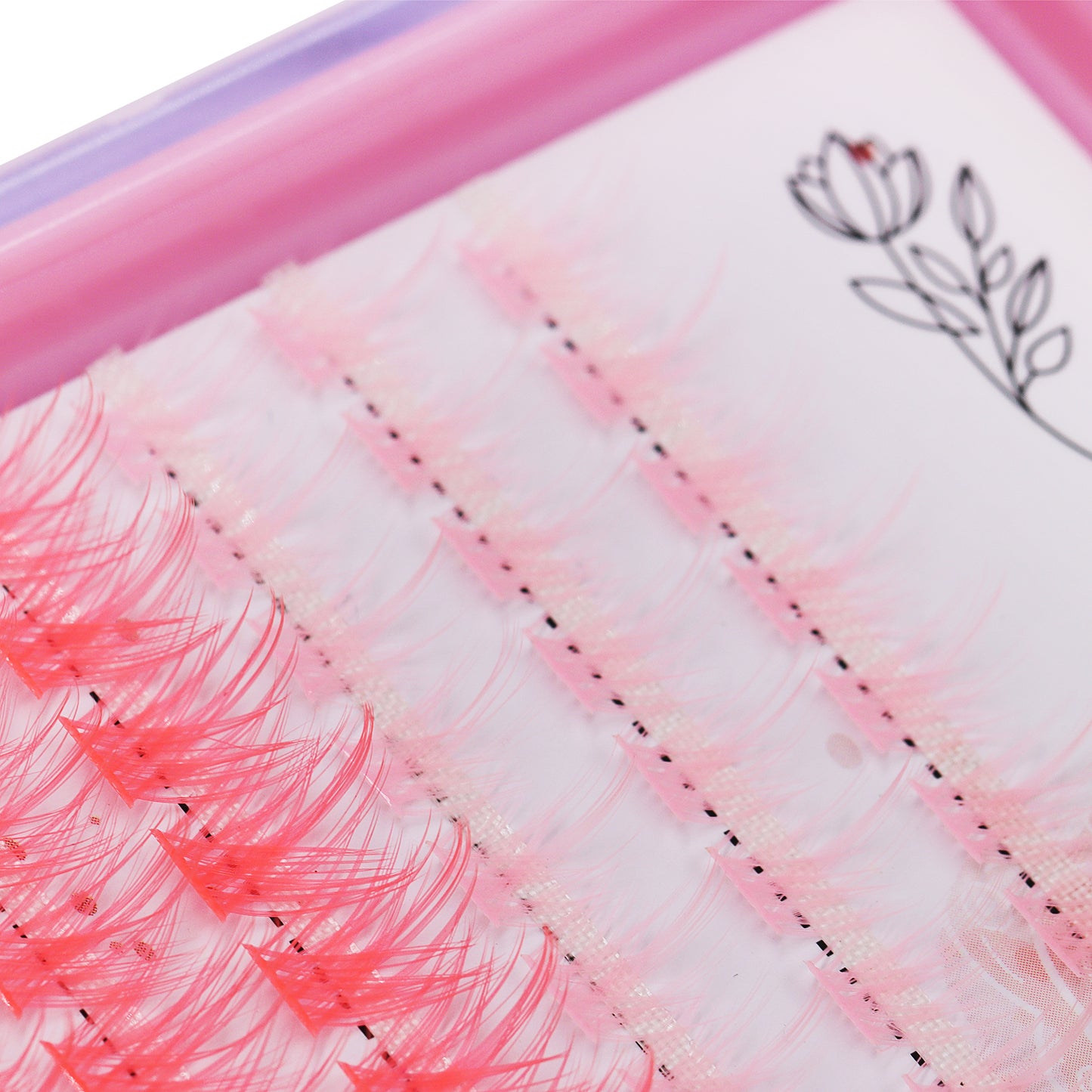 BODERMINCER Eyelashes C02# Light Pink+Pink+Rose Color Mixed Tray 132pcs Lash Cluster C Curl/D Curl/DD Curl 10mm-18mm to Choose