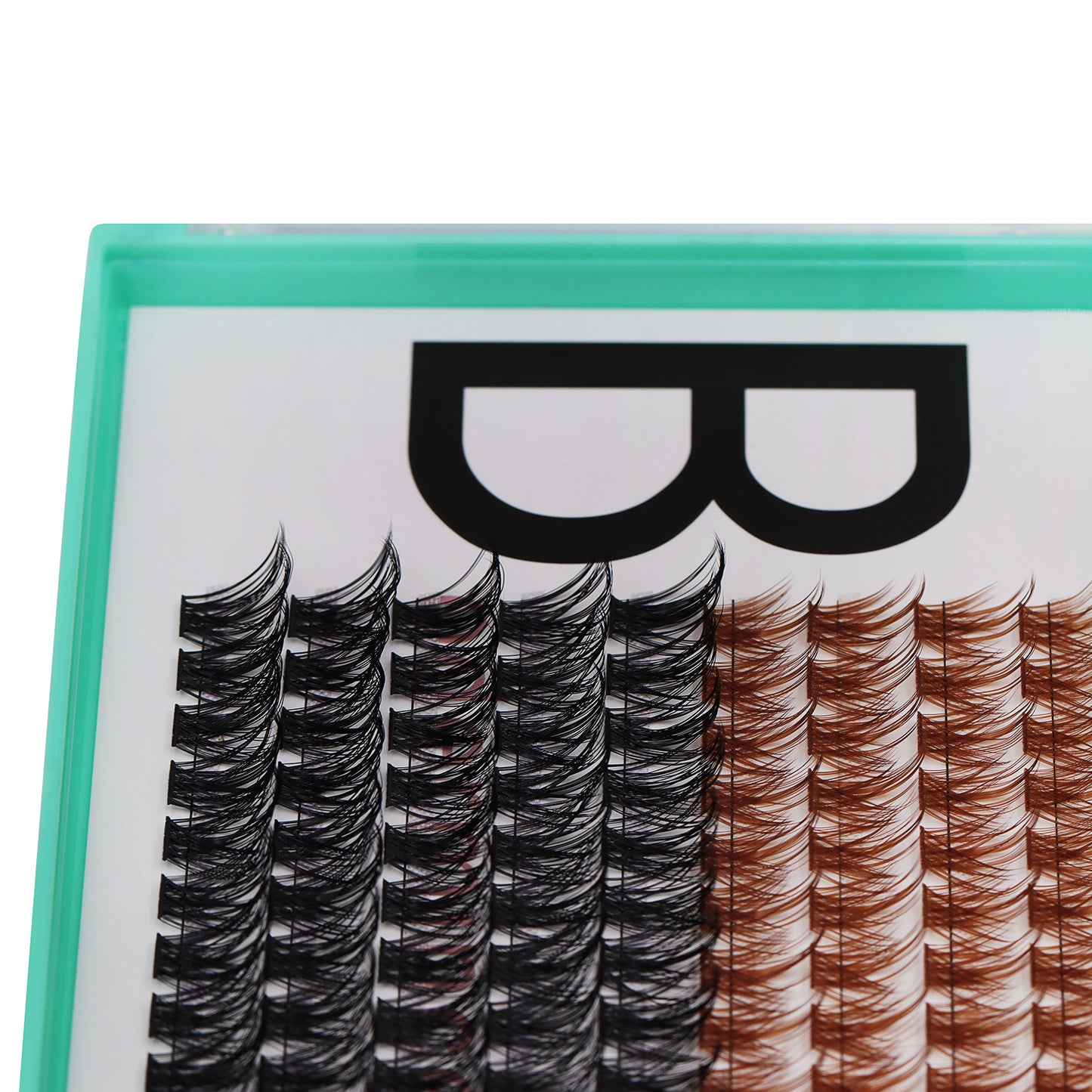 Bodermincer 4 Colors Mixed Blue Green Brown Black Mixed D Curl Black Lashes Clusters M02# 204pcs Per Tray 12-14-16-18mm Mixed Length