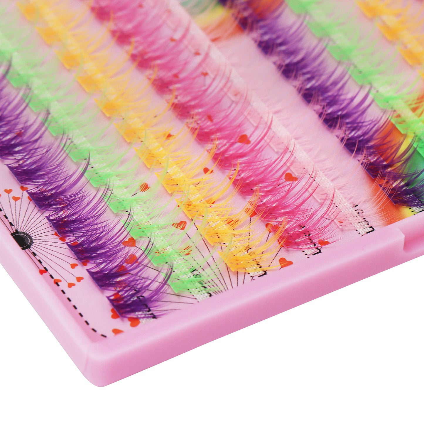 BODERMINCER Eyelashes Color Light Pink+Rose+Orange+Light Green+Purple Mixed C02# Lash Cluster 120pcs Large Tray Lash Cluster 14-16-18mm Mixed D Curl/DD Curl to Choose