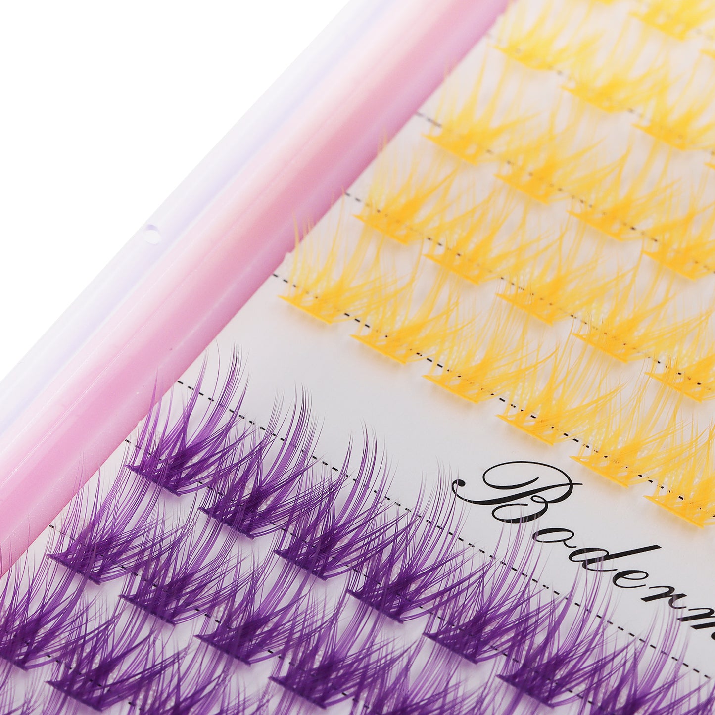 BODERMINCER Eyelashes Color Orange and Purple Mixed C02# Lash Cluster 144pcs Large Tray Lash Cluster Complete in Size D Curl/DD Curl to Choose
