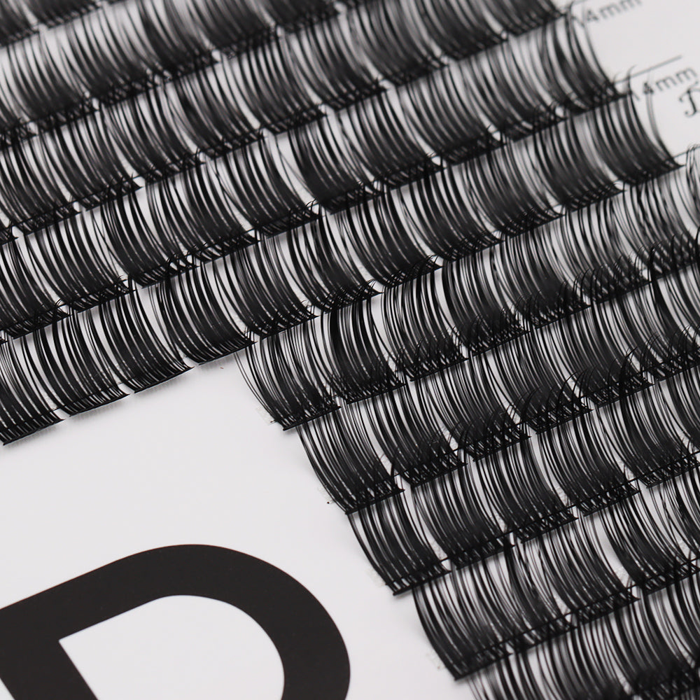Bodermincer D Curl Color Black Lashes Clusters M09# 221pcs Per Tray 10-12-14-16-18mm Mixed Length