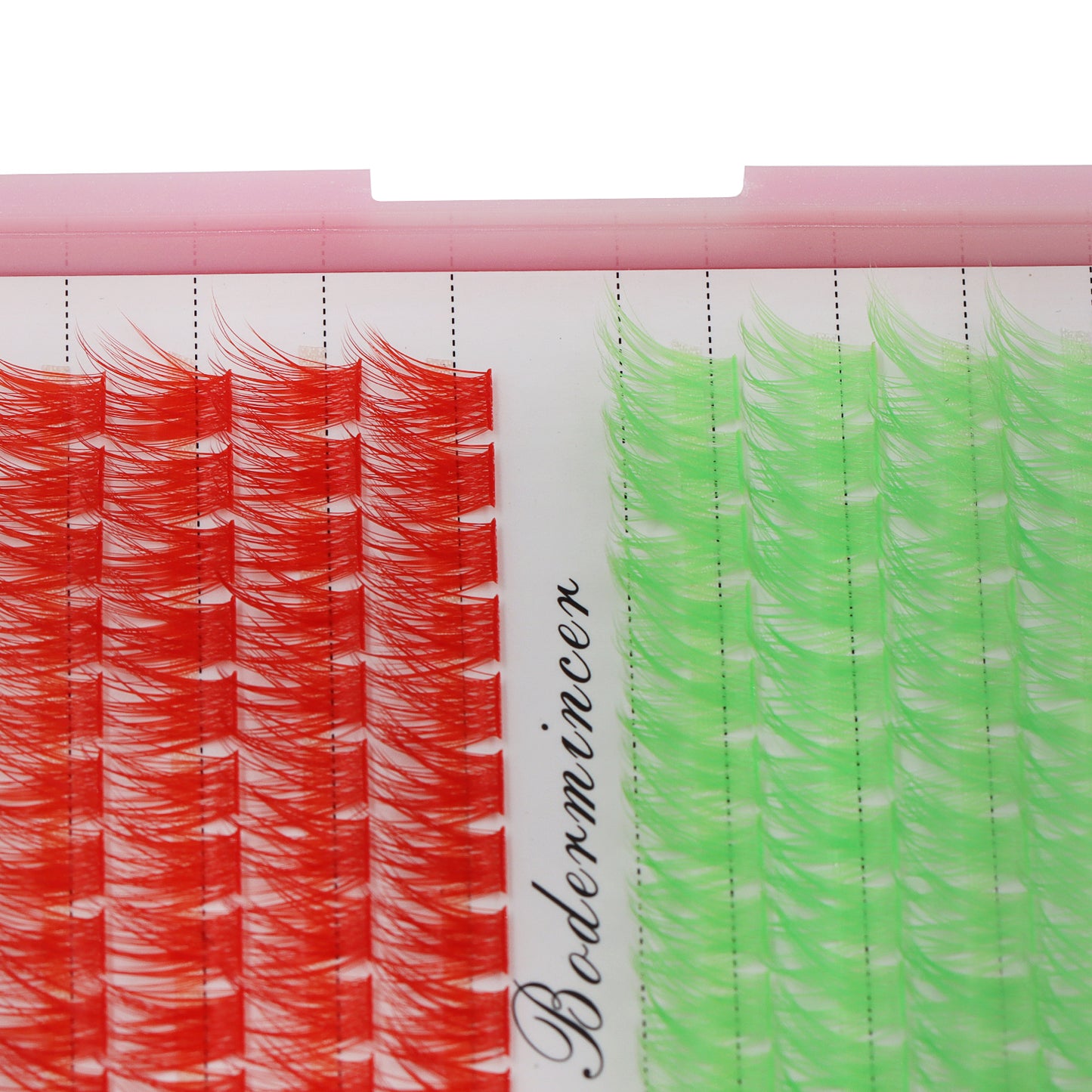 BODERMINCER Eyelashes Color Red+Light Green C01# Lash Cluster 144pcs Large Tray Lash Cluster Complete in Size D Curl/DD Curl to Choose