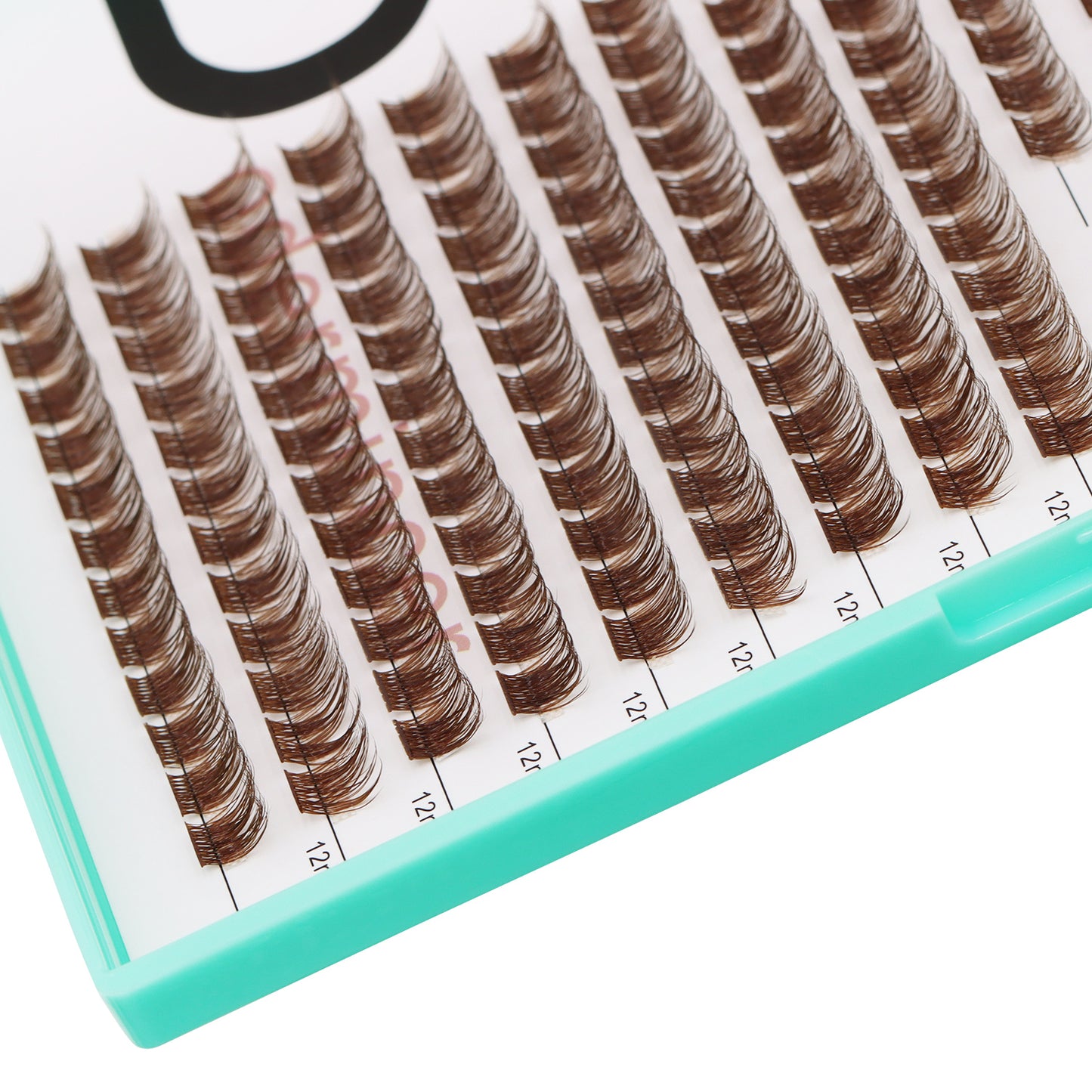 Bodermincer D Curl Color Brown Lashes Clusters M01# 204pcs Per Tray 10-12mm Mixed Length