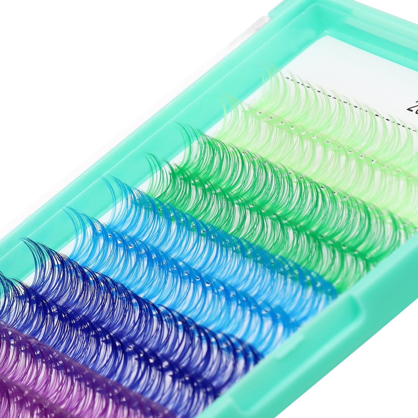 Bodermincer 6 Colors Mixed Light Green+Dark Green+Sky Blue+Dark Blue+Purple+Dark Brown D Curl Lash Cluster 14-16-18mm Mixed