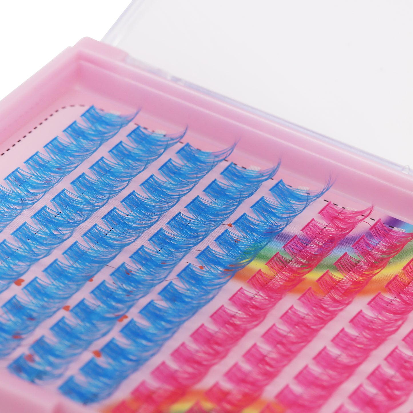 BODERMINCER Eyelashes Color Rose+Blue Mixed C02# Lash Cluster Large Tray 120pcs Lash Cluster DD Curl