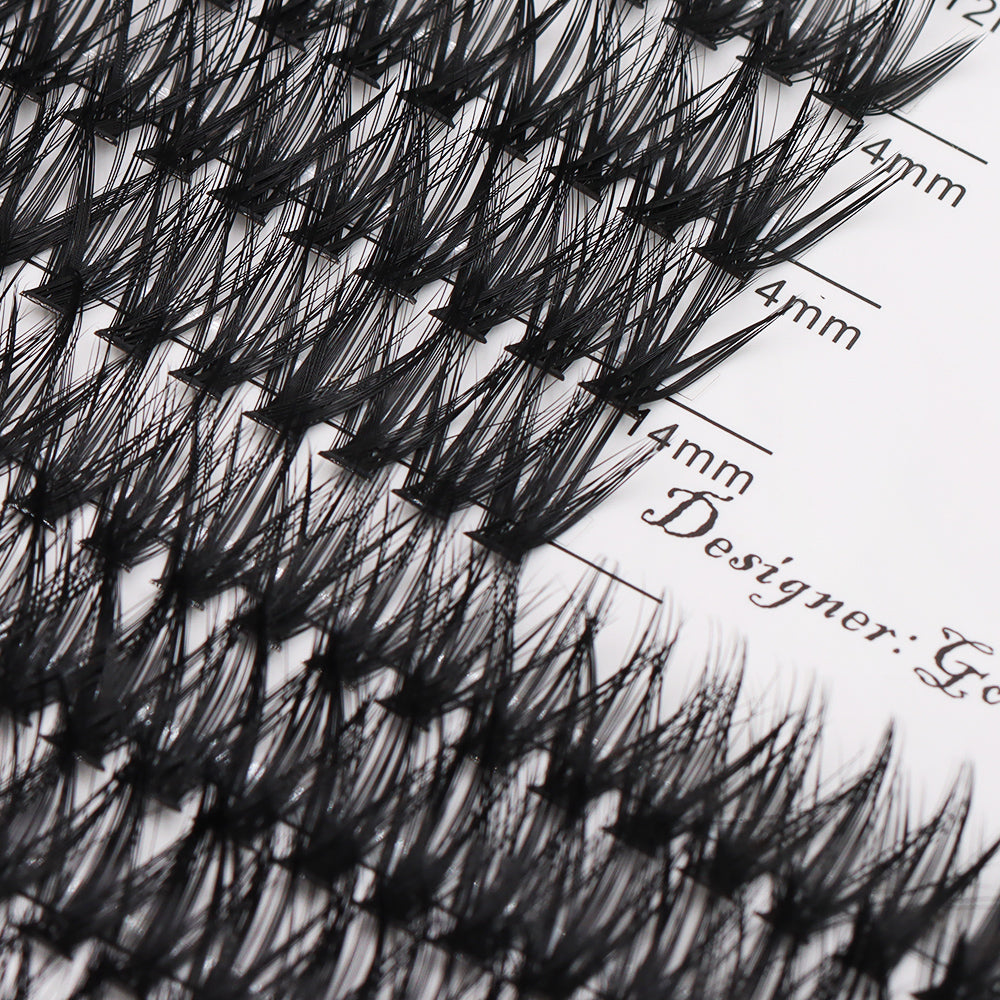 Bodermincer D Curl Black Lashes Clusters 50D 340pcs Per Tray 10-12-14-16-18mm Mixed Length