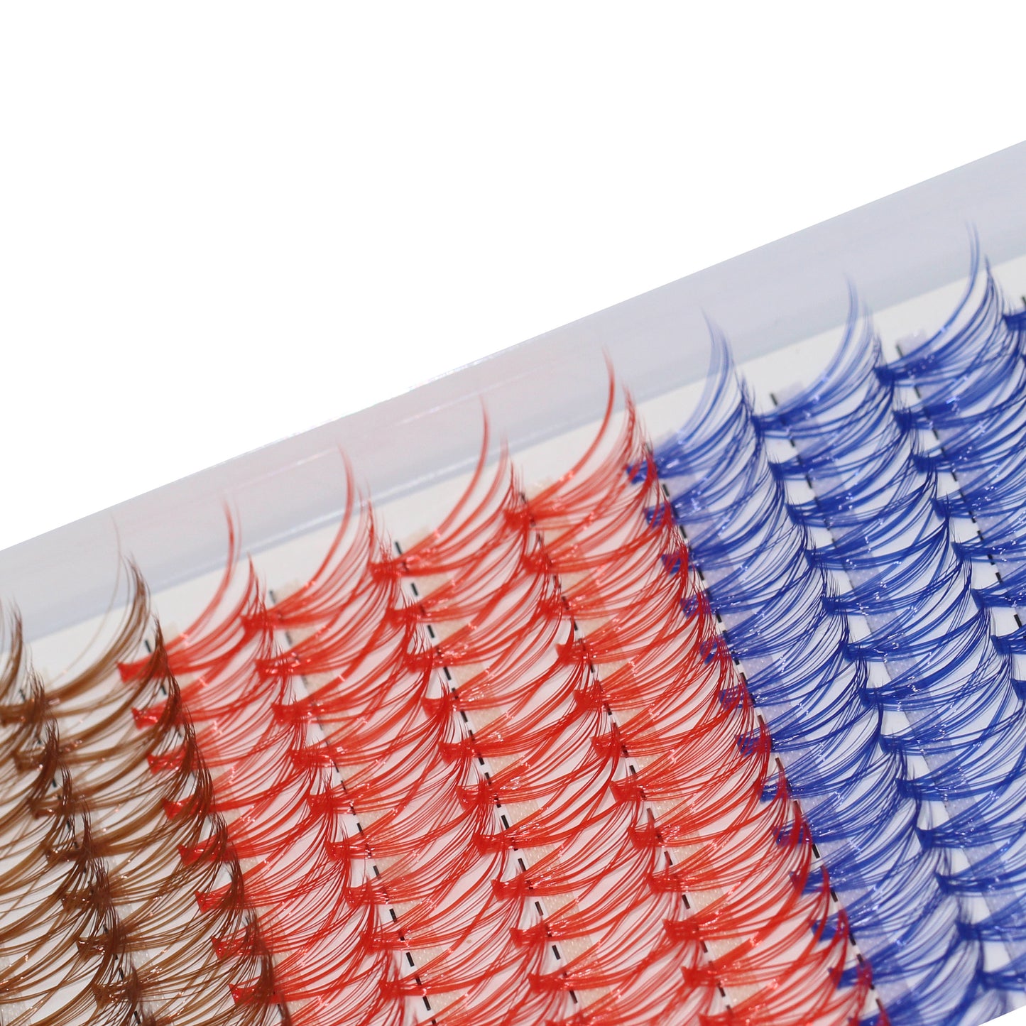 Bodermincer 20D# Color Blue+Red+Brown Mixed 14-16-18mm Mixed per Pack C Curl/D Curl/DD Culr 12 Rows 240pcs Natural Extensions Wispy Individual False Eyelashes Lash Clusters Lash Cluster Extensions