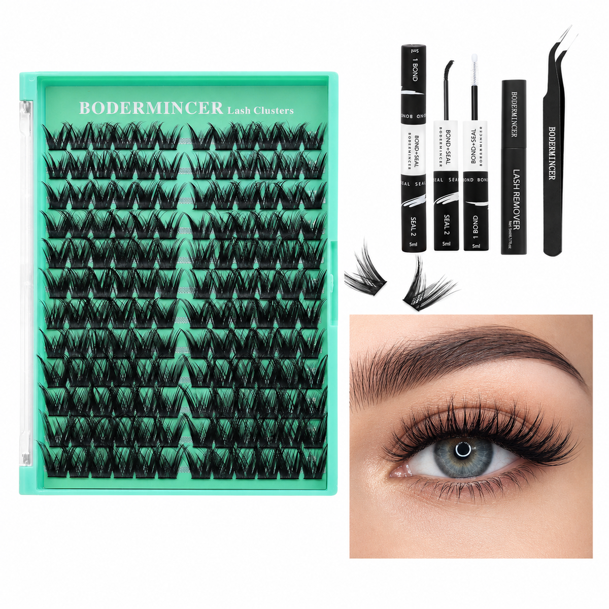 BODERMINCER M036 Lash Clusters Kit 14-16-18mm Mixed D Curl