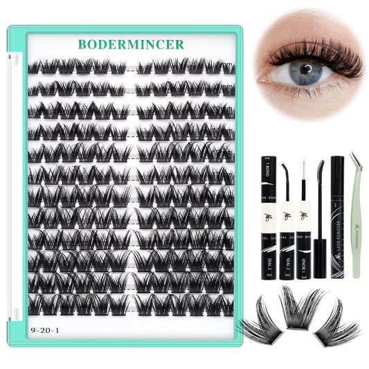 BODERMINCER Lashes Pre-mapped B30# 14-16-18-20mm Mixed Lash Kit With Bond and Seal ,Tweezers,Lash Remover