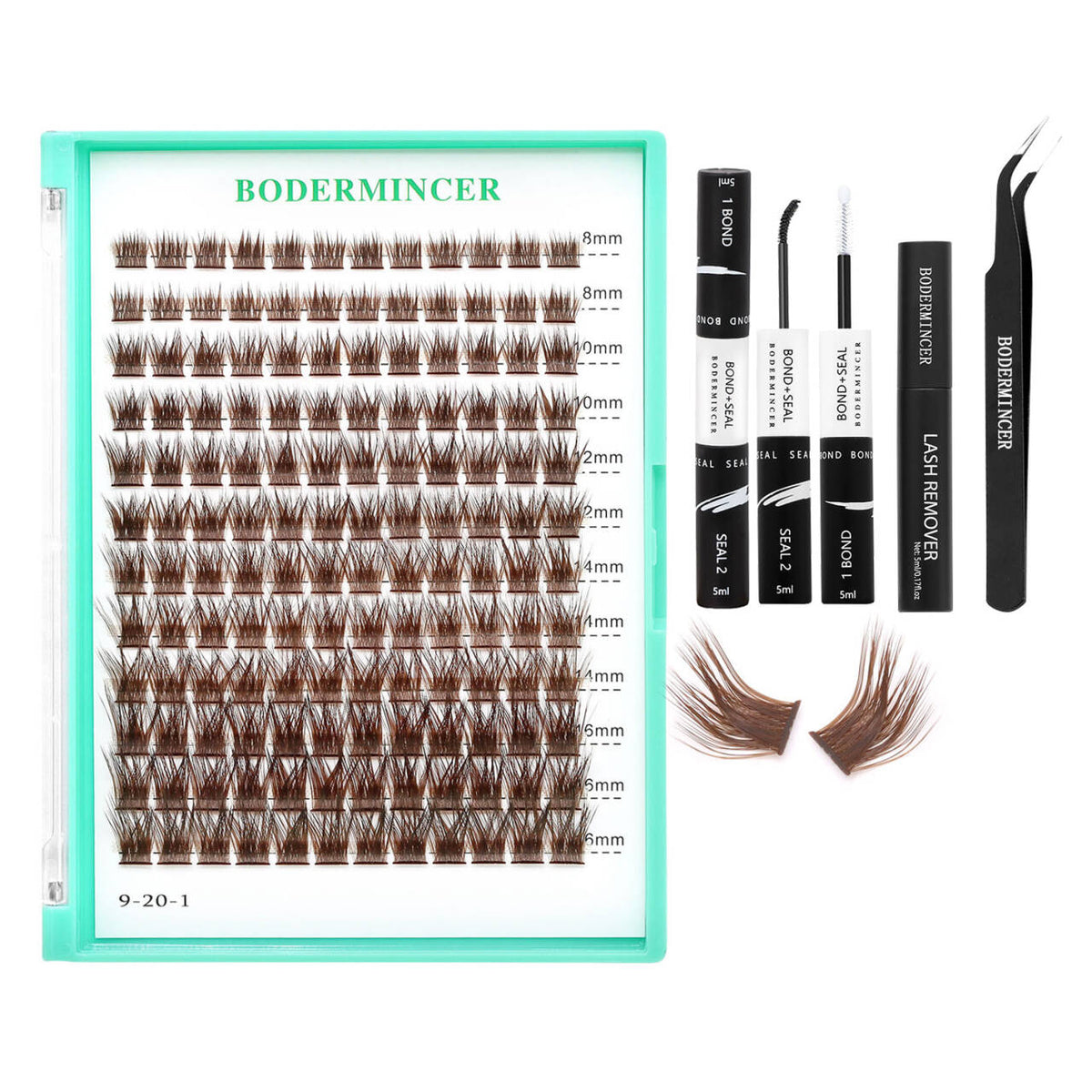 BODERMINCER M01 L Curl Dark Brown 8-10-12-14-16mm /10-12-14-16mm/14-16-18-20mm Mixed Lash Kit