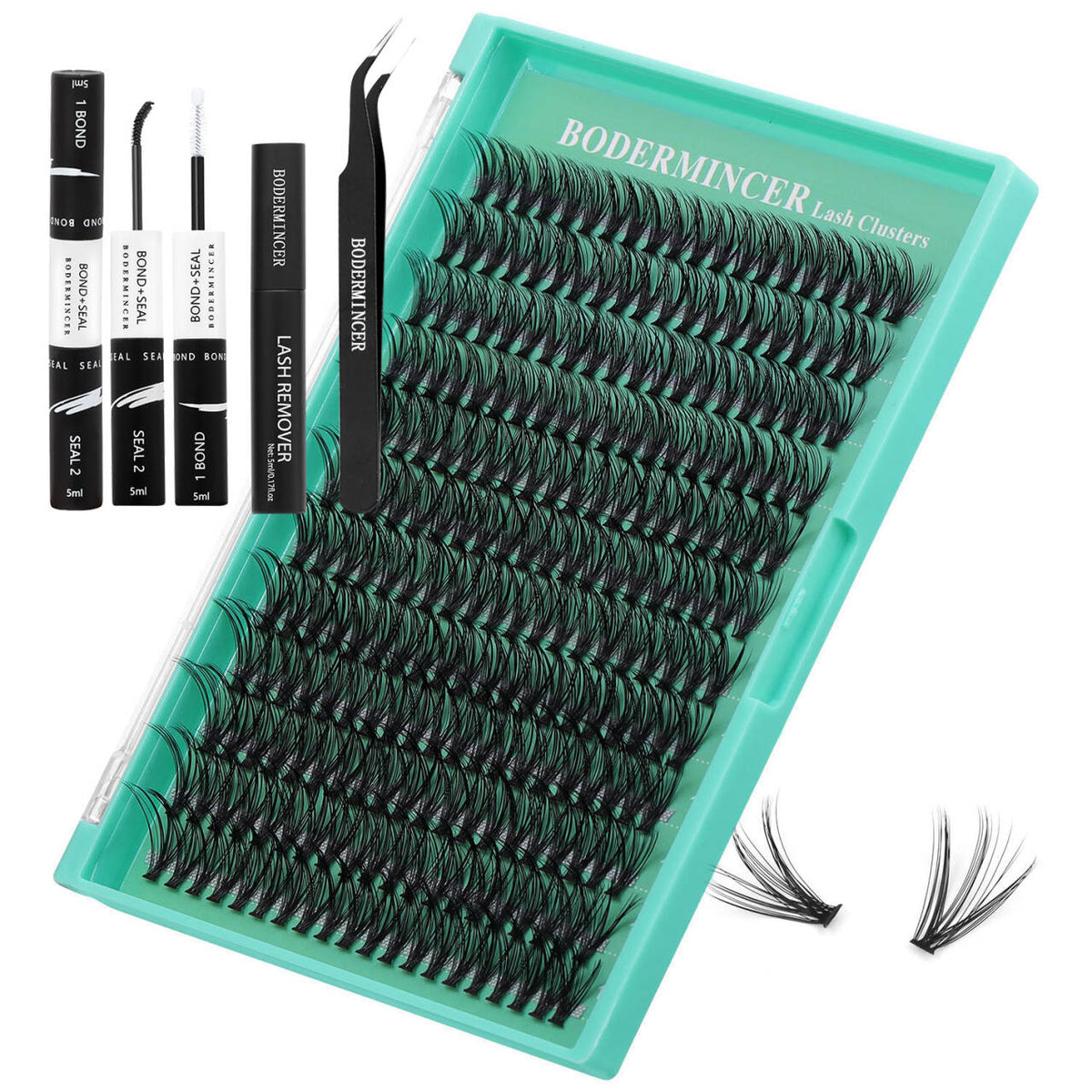 BODERMINCER 20D Individual Lash Cluster 14-16-18mm Mixed Lash Clusters Kit D Curl