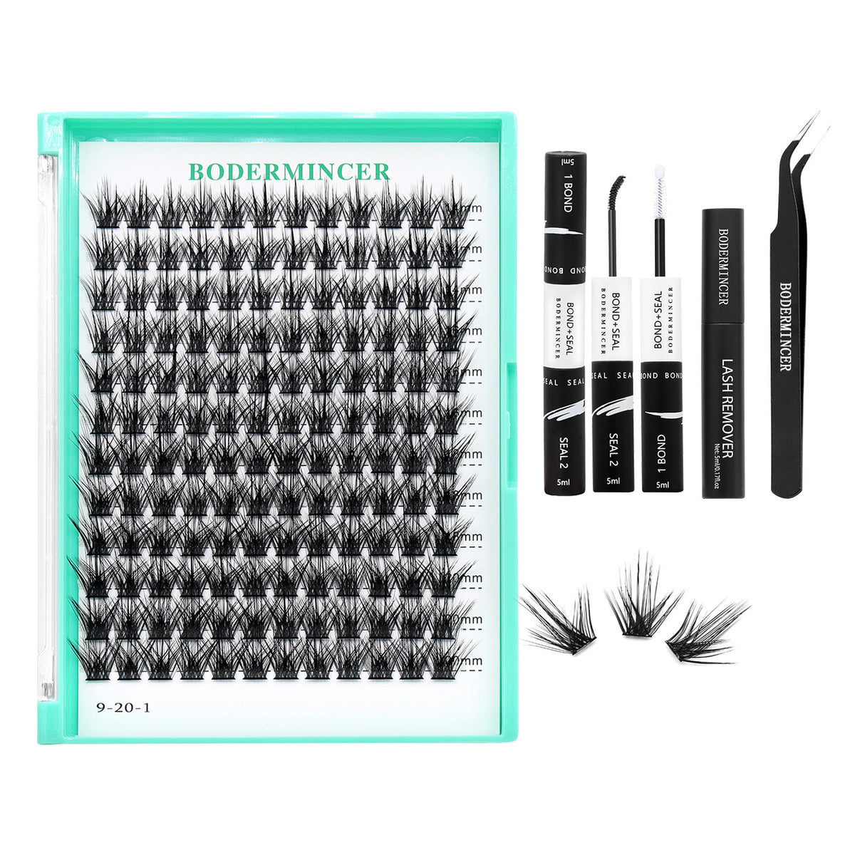 BODERMINCER M02 L Curl 8-10-12-14-16mm, 14-16-18-20mm Mixed Lash Clusters Kit