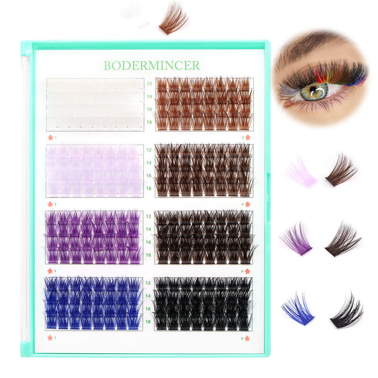 BODERMINCER 8 Colors Mixed 12-14-16-18mm Lash Clusters Lash Extensions D Curl