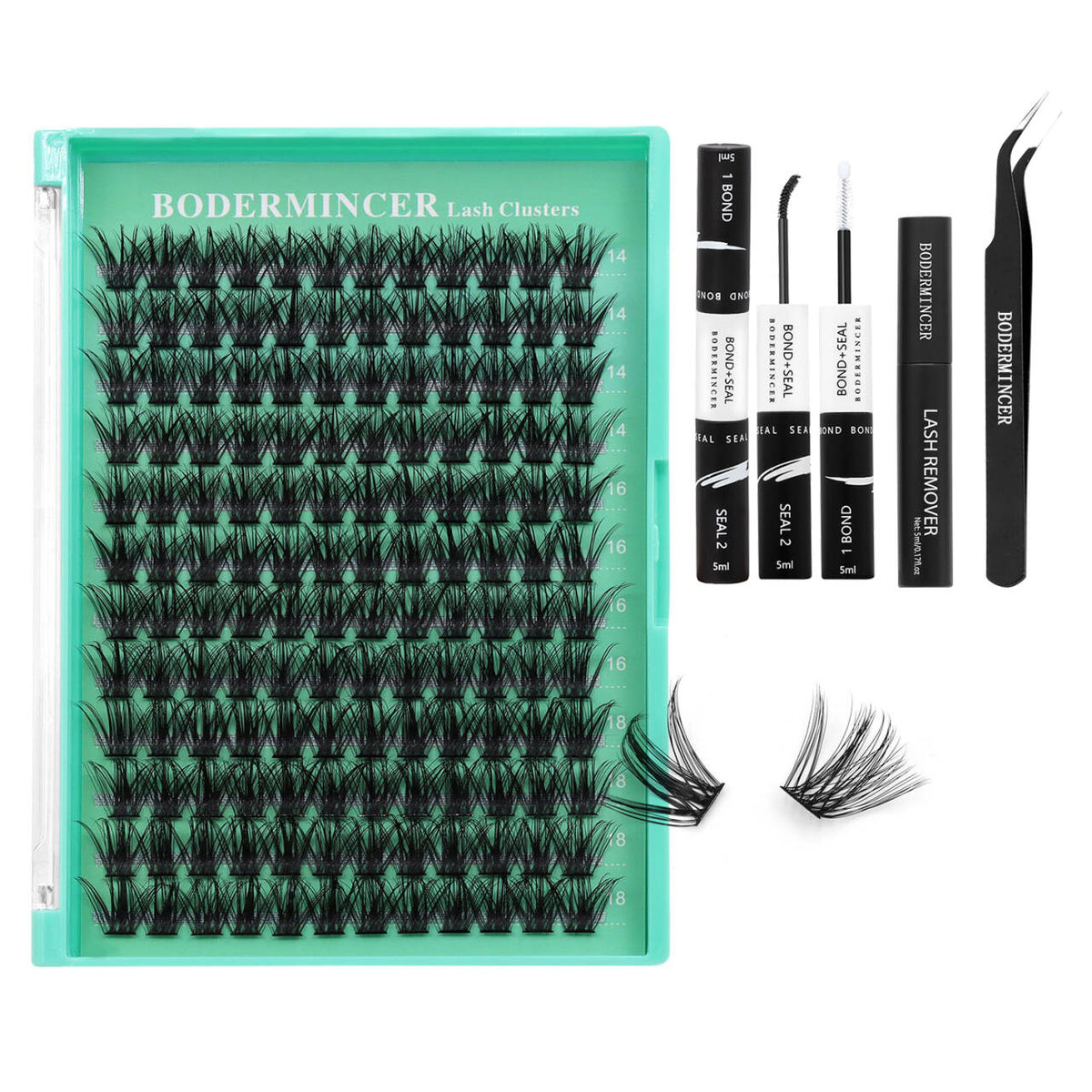 BODERMINCER M02# 14-16-18mm Mixed Lash Clusters Kit D Curl