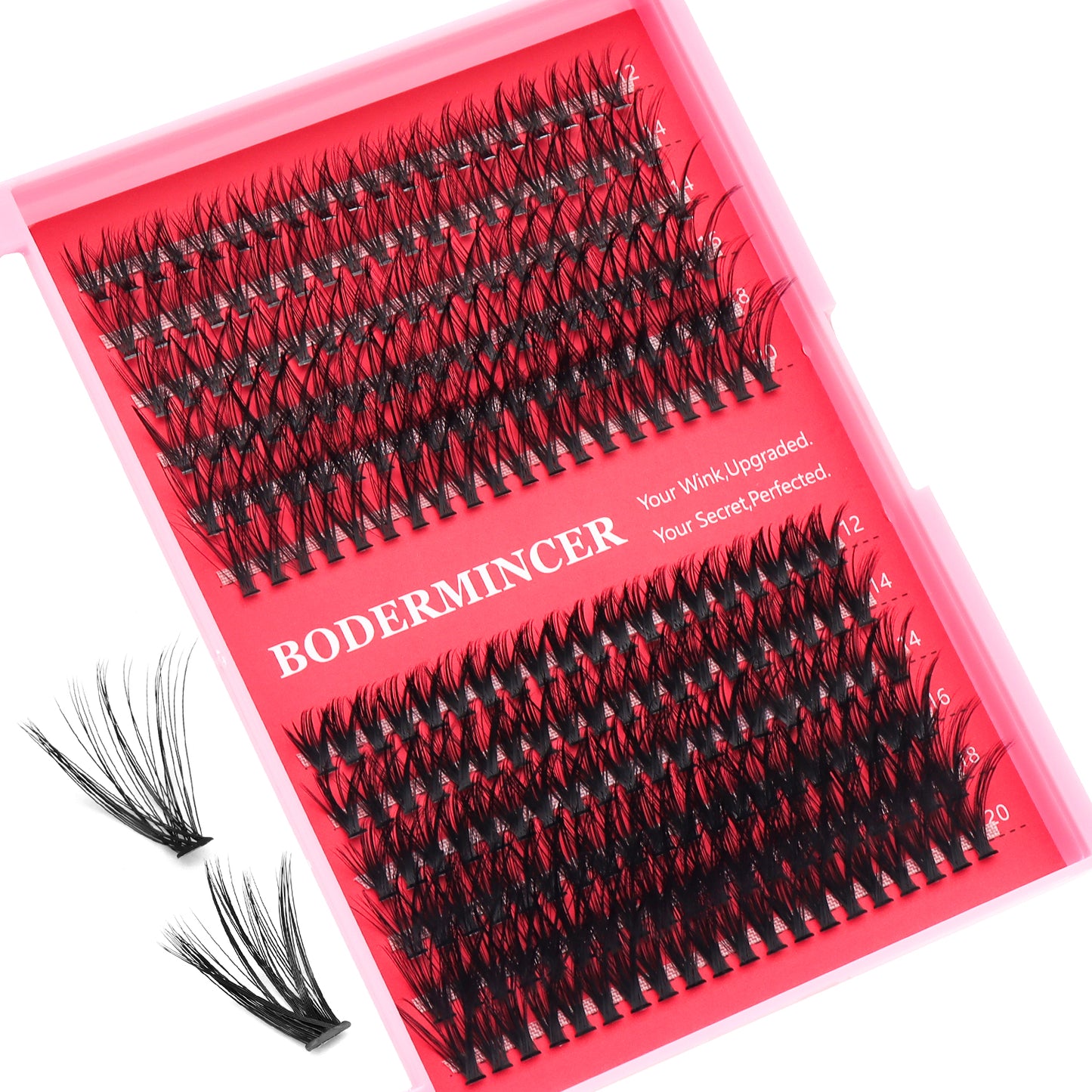 BODERMINCER 240pcs D Curl 20D+40D 12-20mm Mixed Lash Clusters Kit With Bond And Seal ,Tweezers