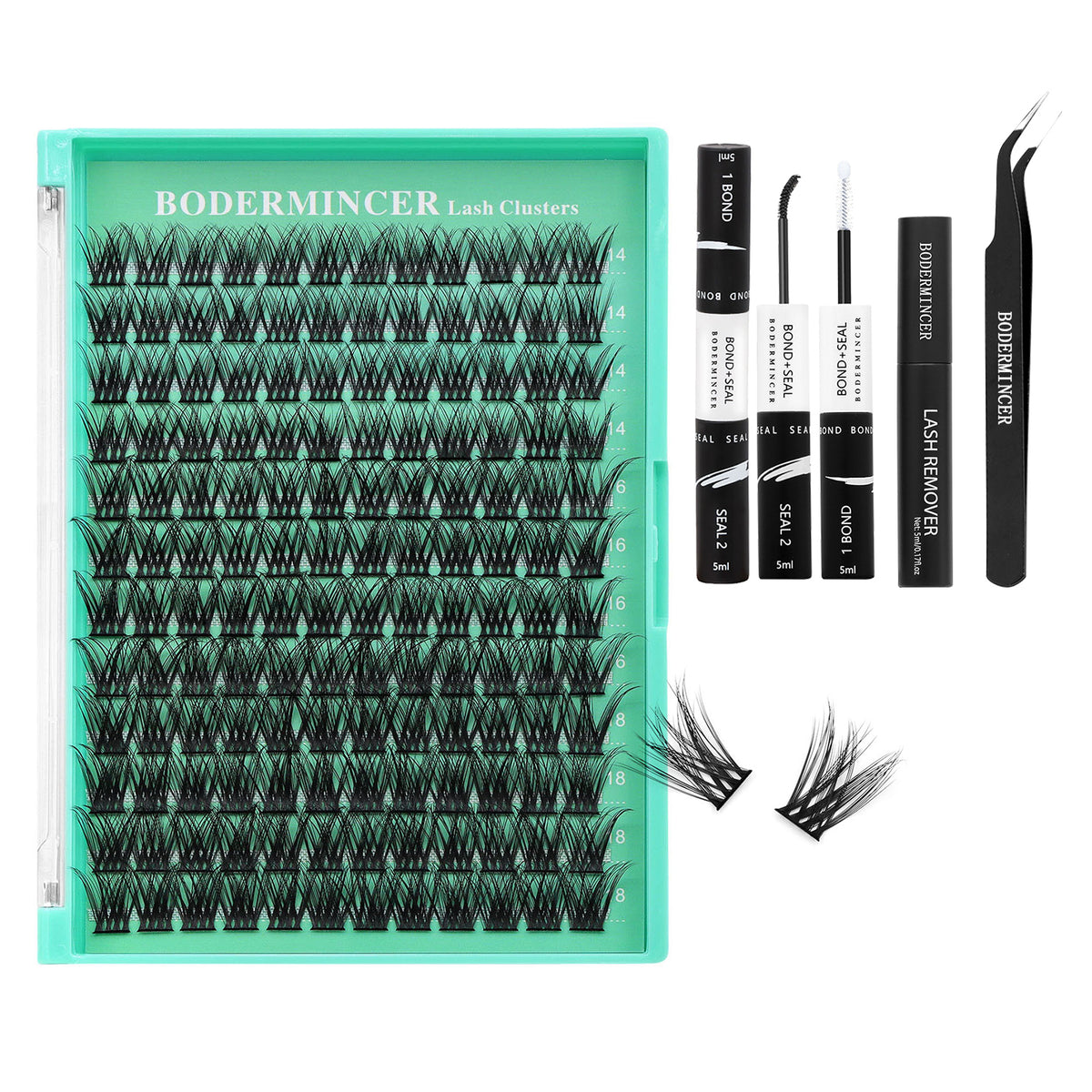 BODERMINCER M029# 14-16-18mm Mixed Lash Clusters Kit D Curl
