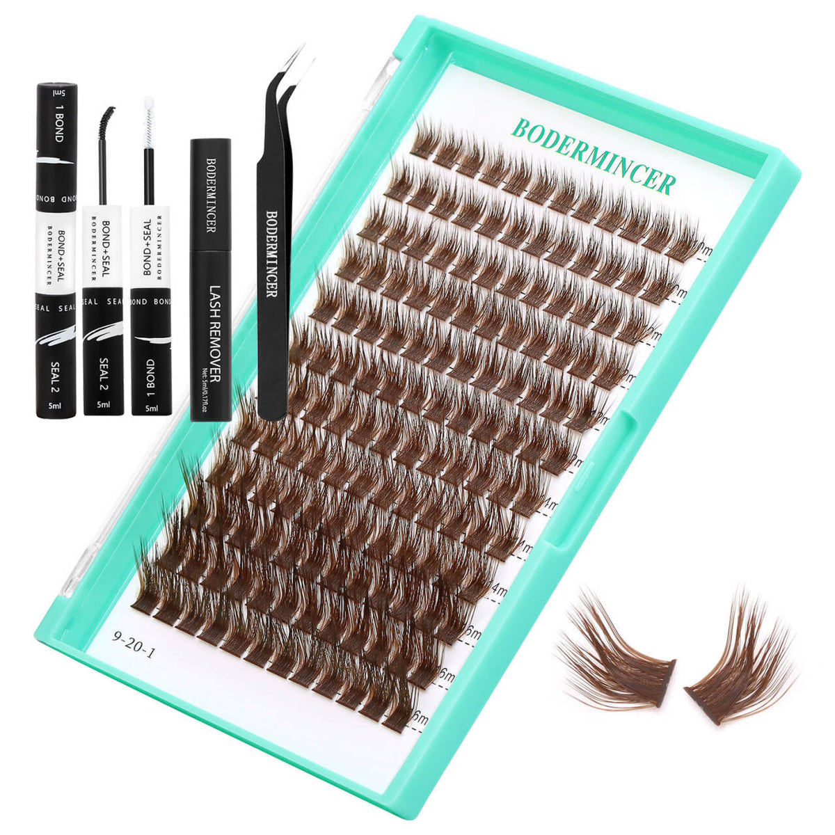 BODERMINCER M01 L Curl Dark Brown 8-10-12-14-16mm /10-12-14-16mm/14-16-18-20mm Mixed Lash Kit
