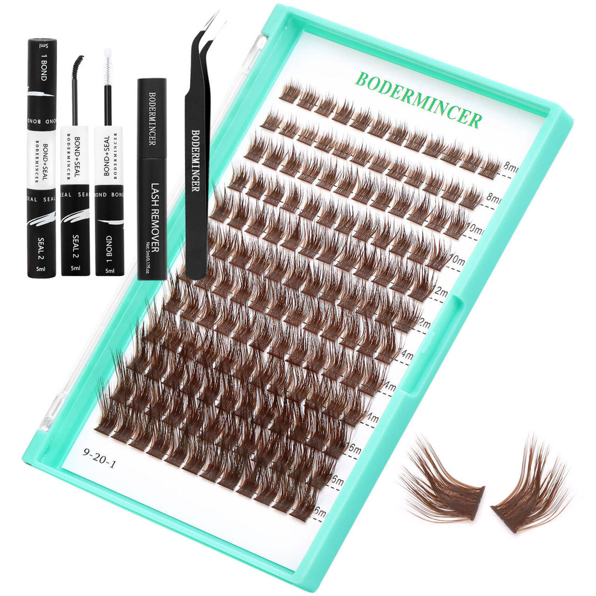BODERMINCER M01 L Curl Dark Brown 8-10-12-14-16mm /10-12-14-16mm/14-16-18-20mm Mixed Lash Kit