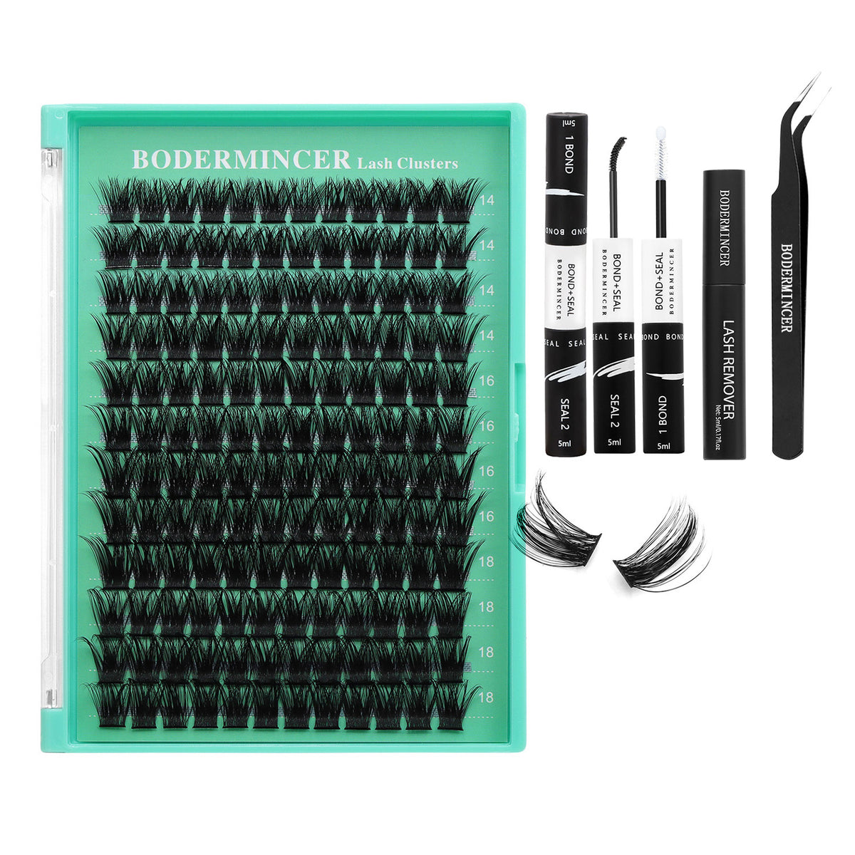 BODERMINCER M01# 14-16-18mm Mixed Lash Clusters Kit D Curl
