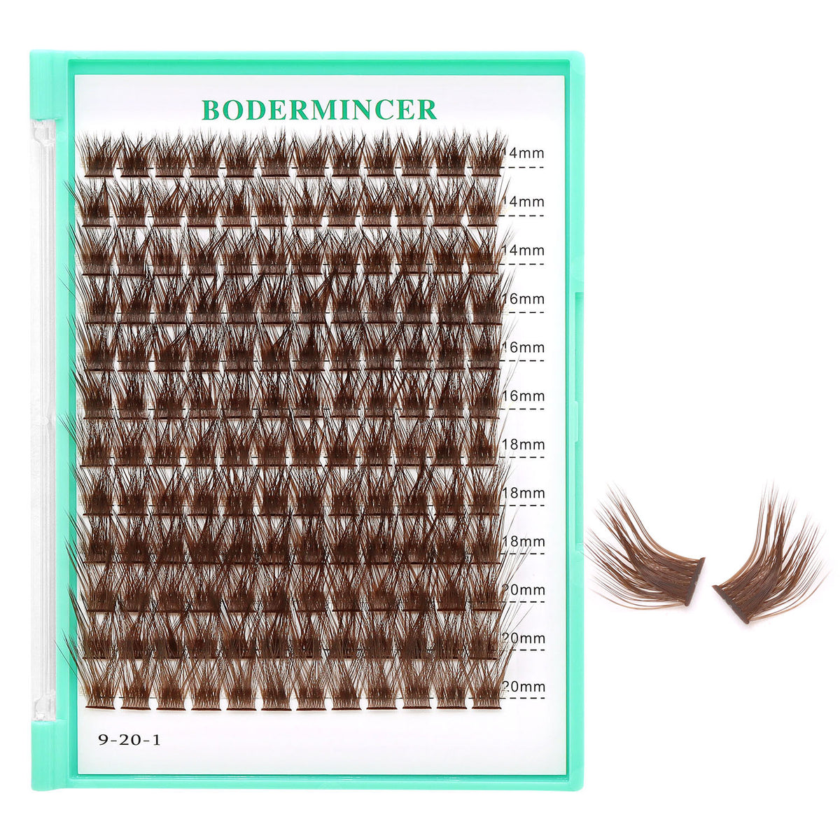 BODERMINCER M01 Dark Brown L Curl 14-16-18-20mm Mixed Lash Clusters Kit