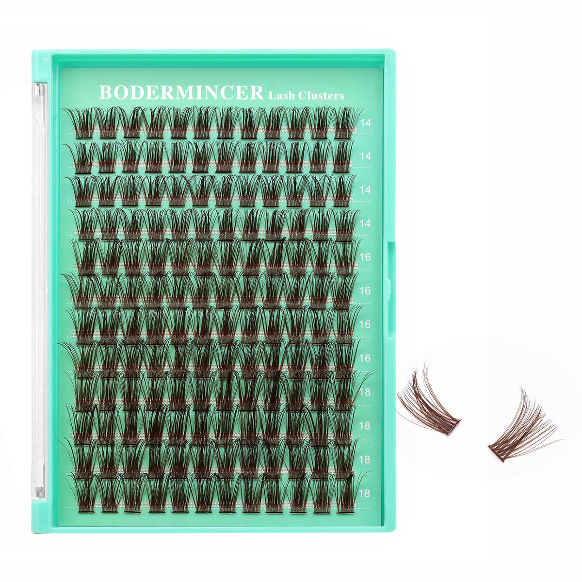 BODERMINCER M06# Dark Brown 14-16-18mm Mixed Lash Clusters Kit D Curl