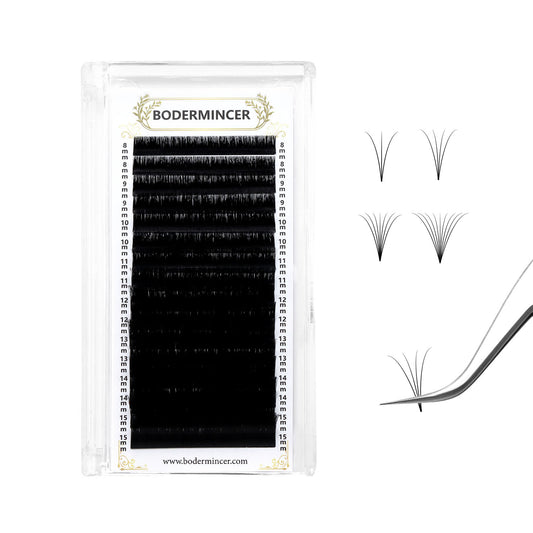 Bodermincer C Curl 16 Rows Easy Fan Lash Extensions Volume Lash Extensions Volume Lash Extensions 8-15mm MIX Thickness 0.03/0.05/0.07/0.10/0.15/0.18/0.20 thickness Super Matte Black Tray Professional Supplies for Lash Salon