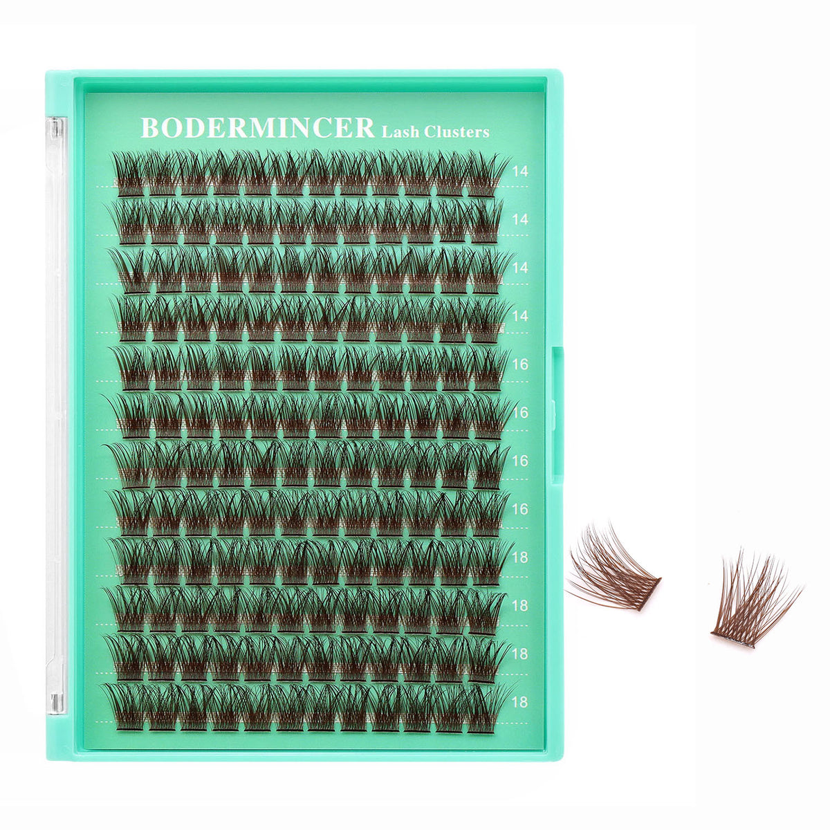BODERMINCER M010# Dark Brown 14-16-18mm Mixed Lash Clusters Kit D Curl