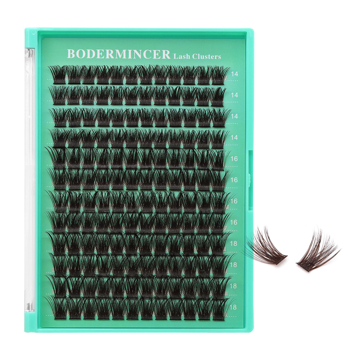 BODERMINCER M01 Black Brown 14-16-18mm Mixed Lash Clusters Kit D Curl