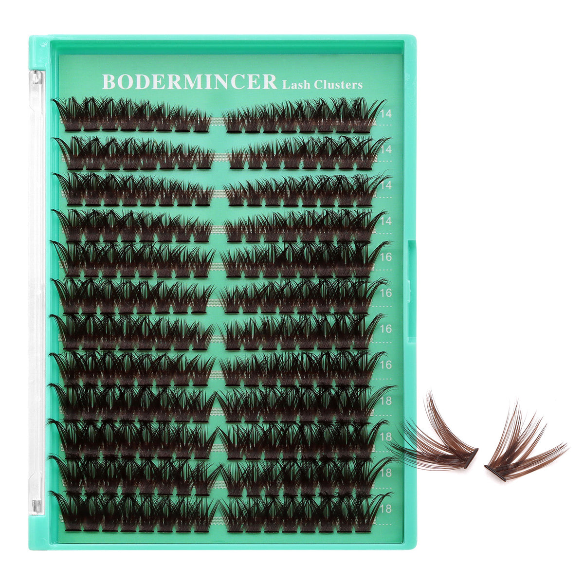 BODERMINCER 100D Pre-mapped Dark Brown 14-16-18mm Mixed Lash Clusters Kit D Curl