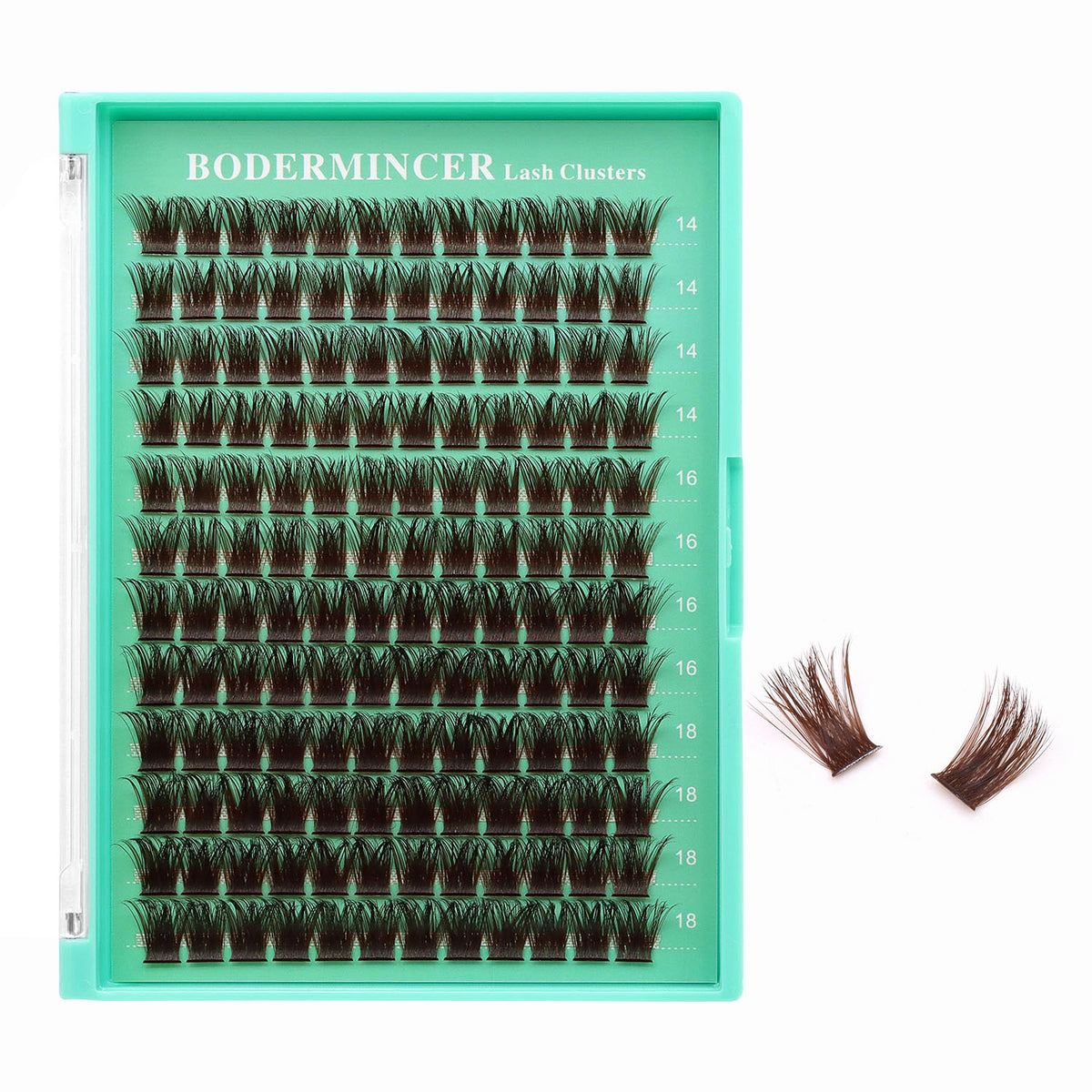 BODERMINCER M01 Dark Brown 14-16-18mm Mixed Lash Clusters Kit D Curl