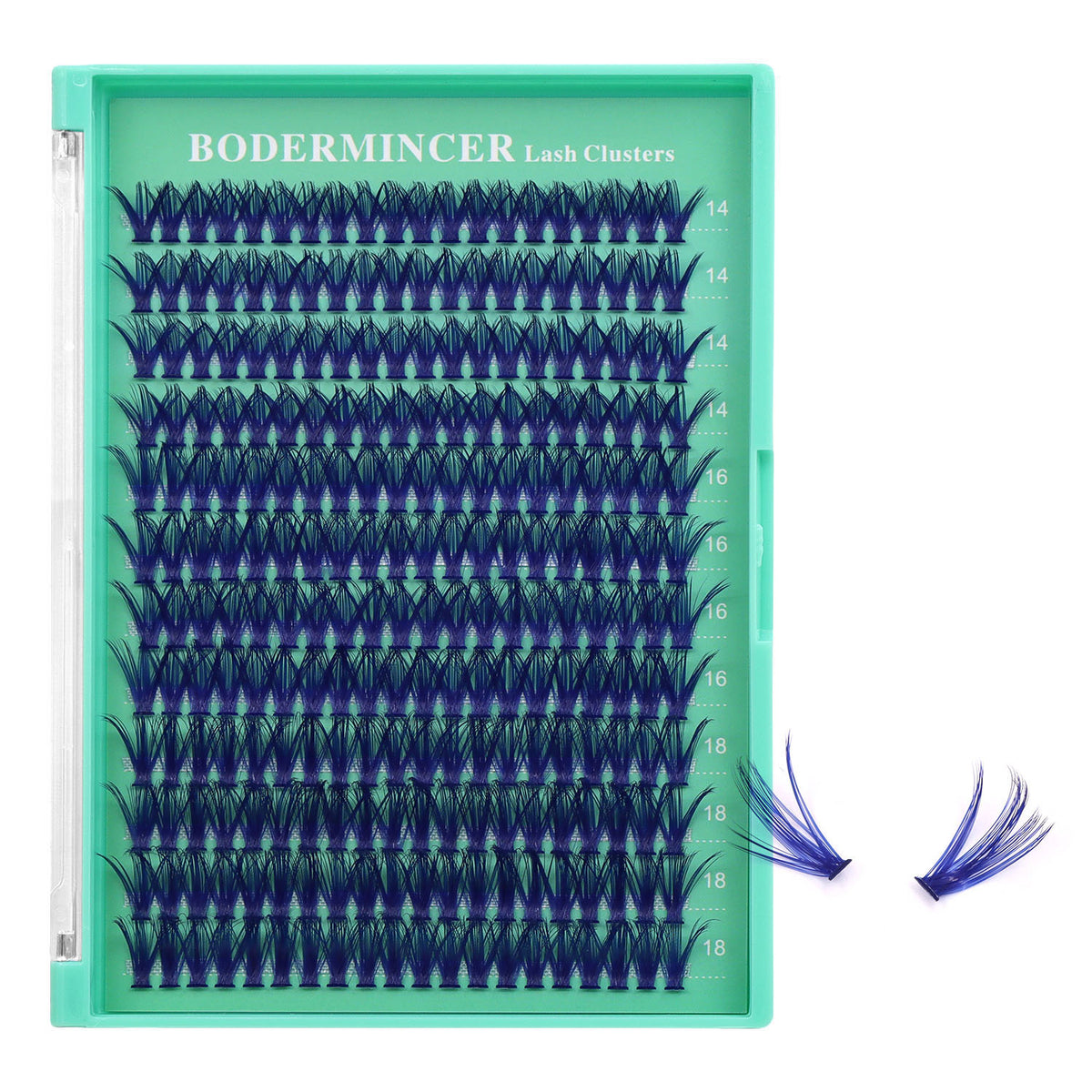 BODERMINCER 40D Blue Individual Lash Extensions 14-16-18mm Mixed Lash Clusters Kit D Curl
