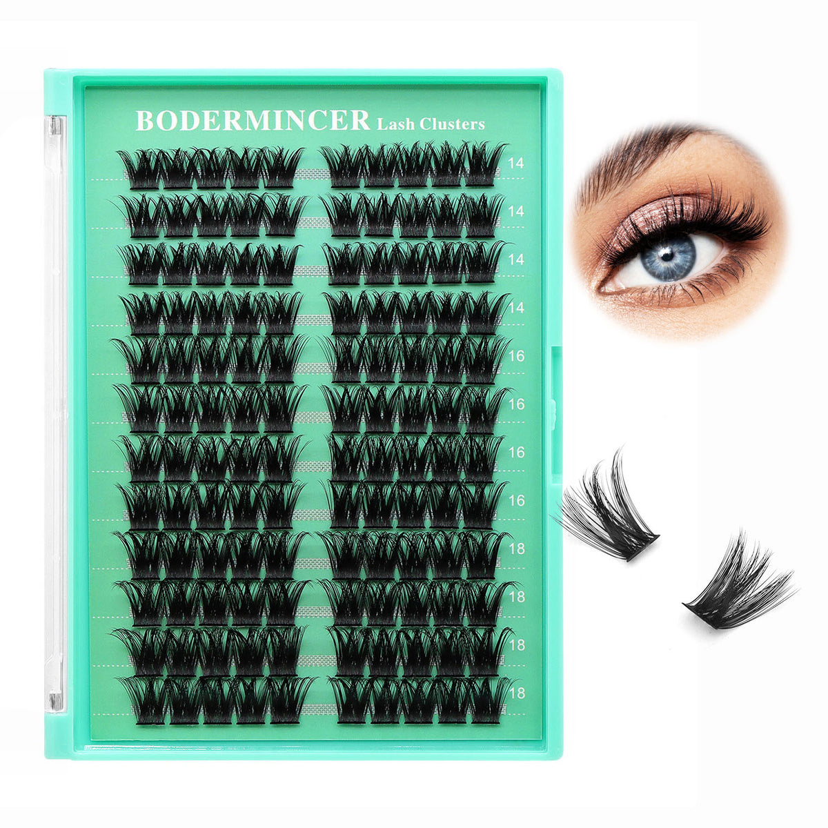 BODERMINCER M03# 14-16-18mm Mixed Lash Clusters Kit D Curl