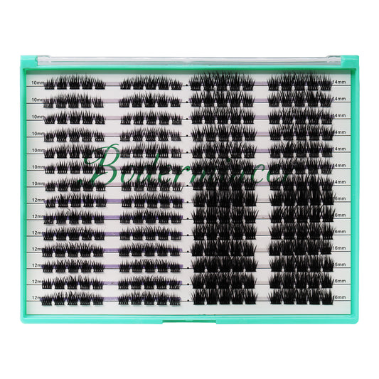 Bodermincer XXXL Large Tray DD Curl M04# 10-12-14-16mm Mixed Color Black Lashes Clusters 280pcs Per Tray