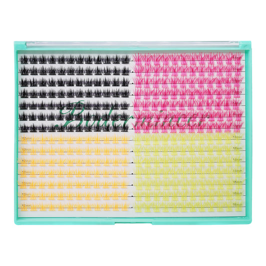 Bodermincer XXXL Large Tray M02# D Curl 10mm Black- 12mm Orange-14mm Rose-16mm Yellow Colors Mixed Lashes Clusters 336pcs Per Tray