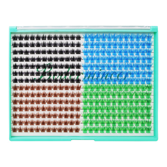 Bodermincer XXXL Large Tray M02# D Curl 10mm Black- 12mm Brown-14mm Blue-16mm Green Colors Mixed Lashes Clusters 336pcs Per Tray