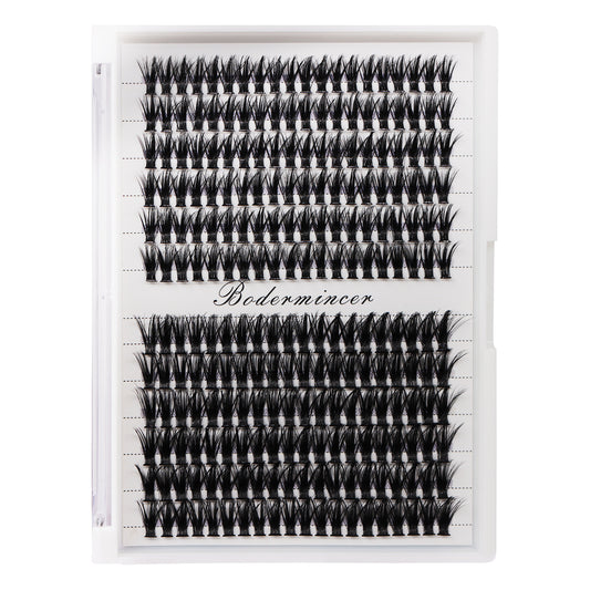 BODERMINCER Eyelashes Color Black 40D# Lash Cluster 10-12mm Mixed/12-14mm Mixed/14-16mm Mixed/16-18mm Mixed 240pcs Large Tray Lash Cluster Complete in Size D Curl/DD Curl to Choose